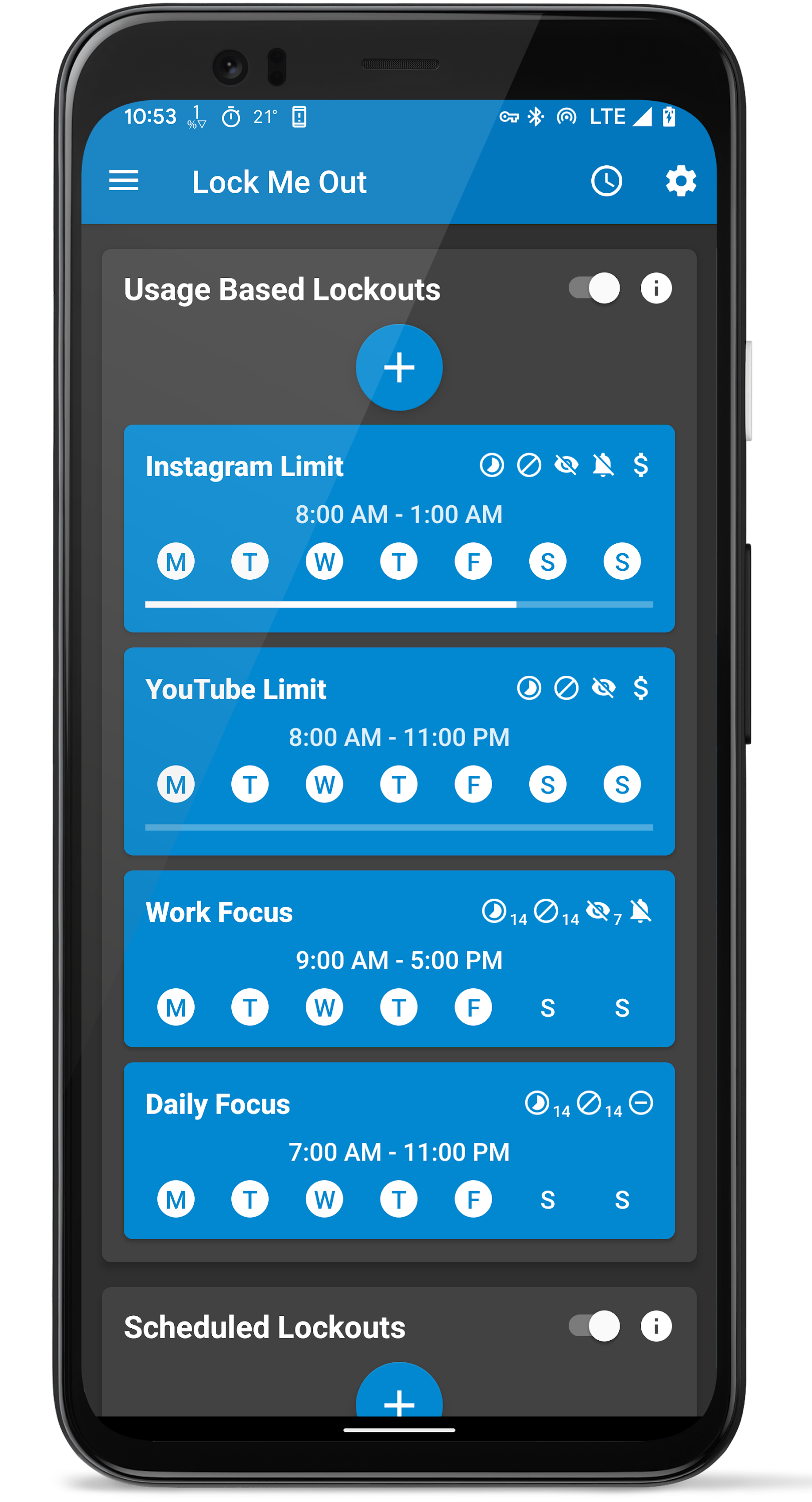 اسکرین شات 2 برنامه Lock Me Out - App/Site Blocker