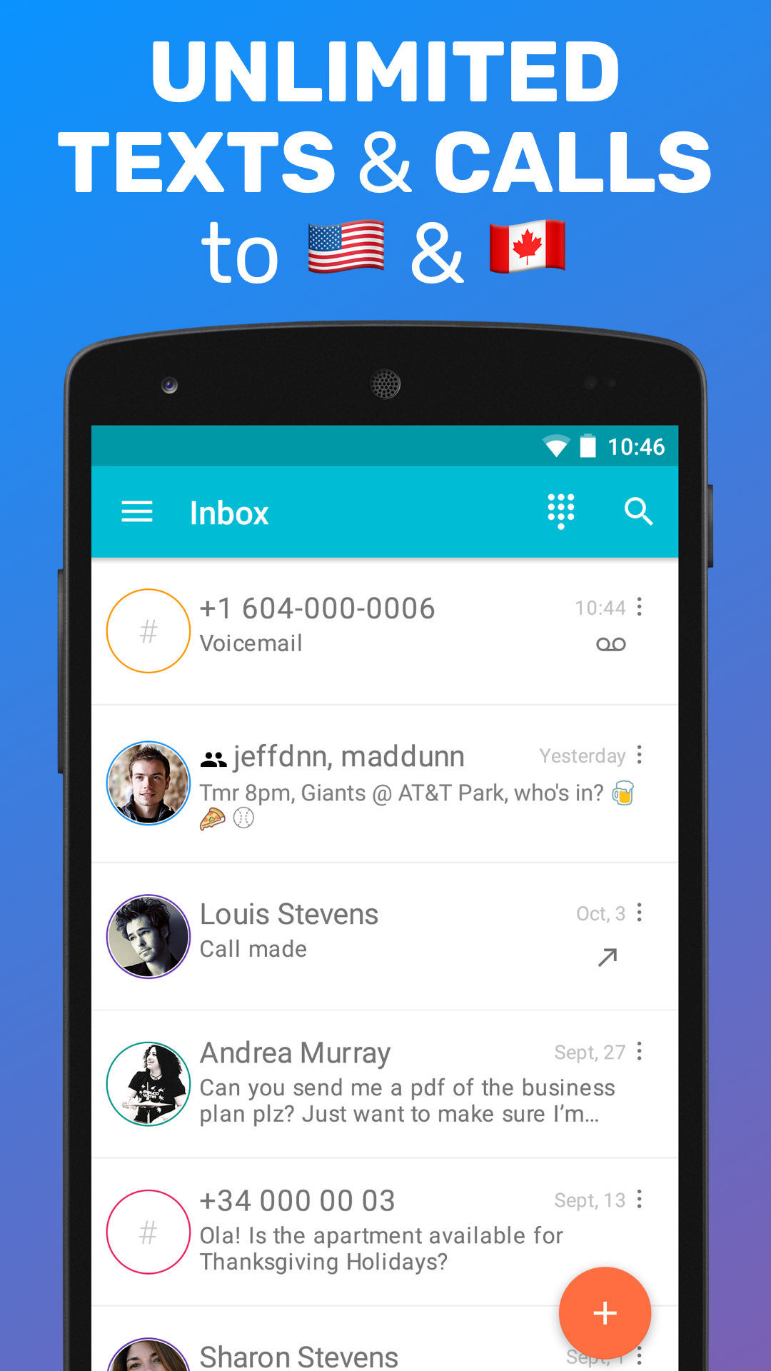 اسکرین شات 1 برنامه TextMe Up Calling & Texts