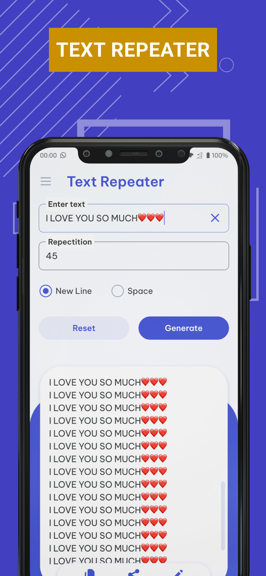 اسکرین شات 1 برنامه Text Repeater: Word Repetition