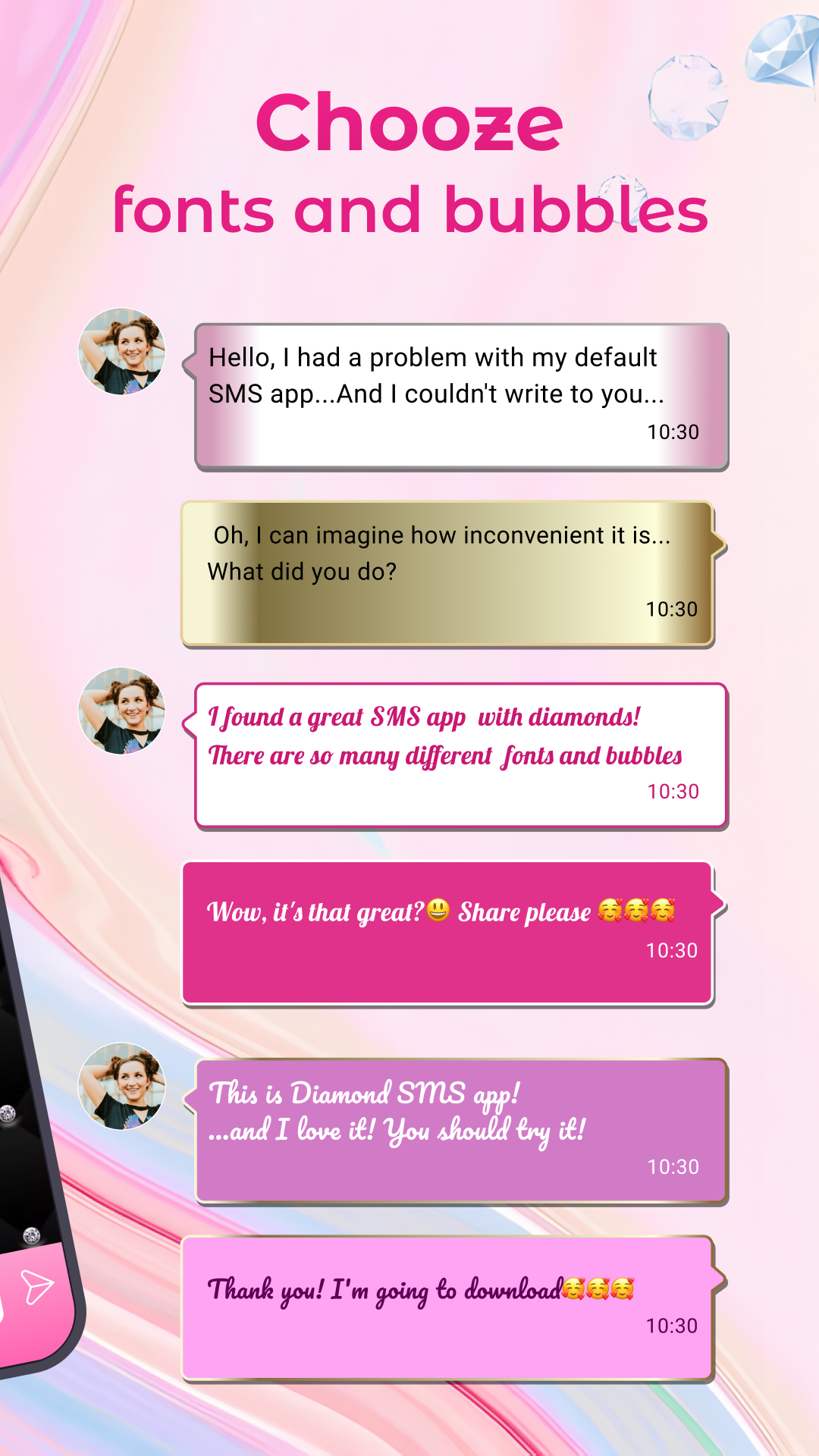 اسکرین شات 2 برنامه Diamond SMS Texting App