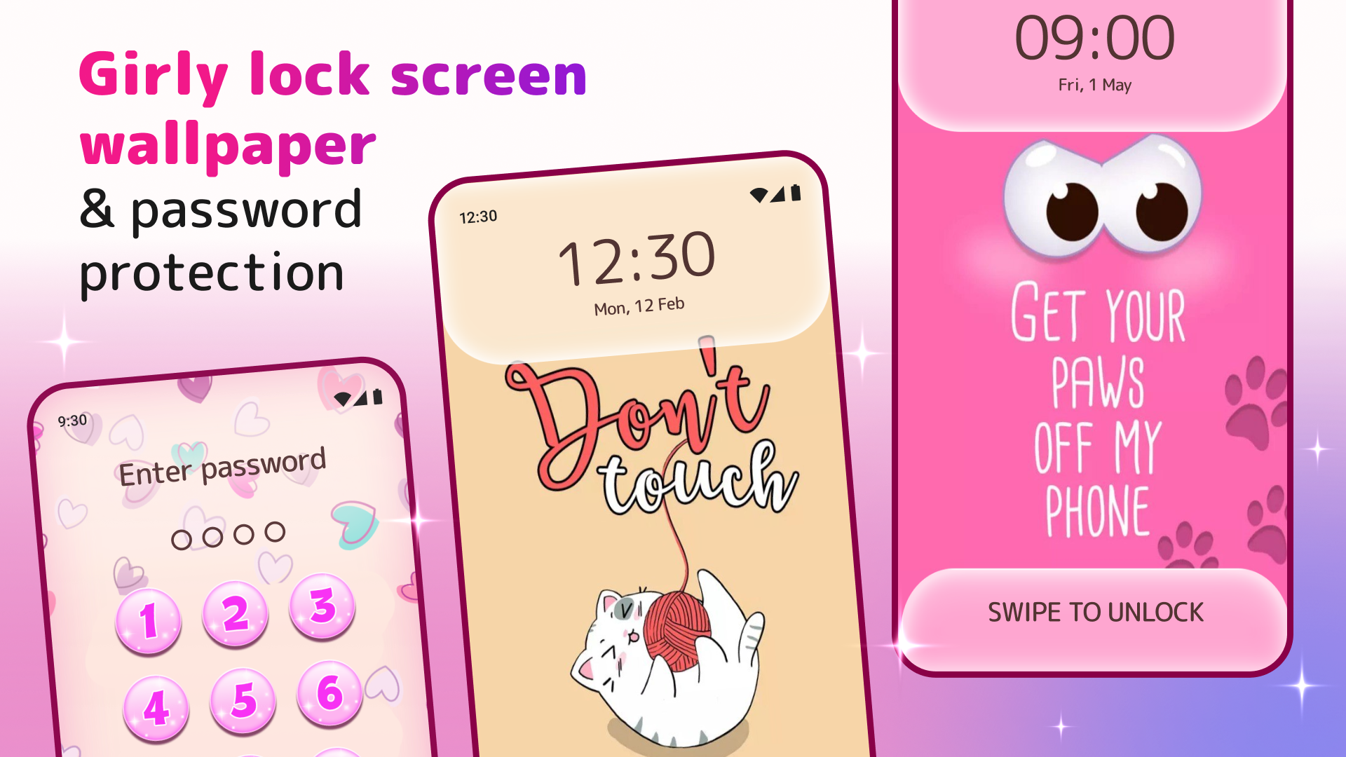 اسکرین شات 1 برنامه Cute Lock Screen & Wallpapers