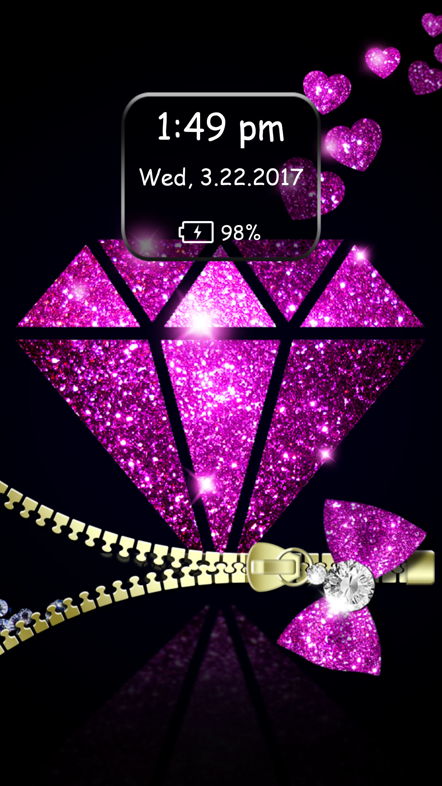 اسکرین شات 5 برنامه Diamond Zipper Lock Screen