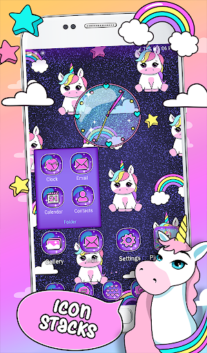 اسکرین شات 7 برنامه Pink Unicorn Theme Launcher
