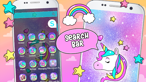 اسکرین شات 5 برنامه Pink Unicorn Theme Launcher