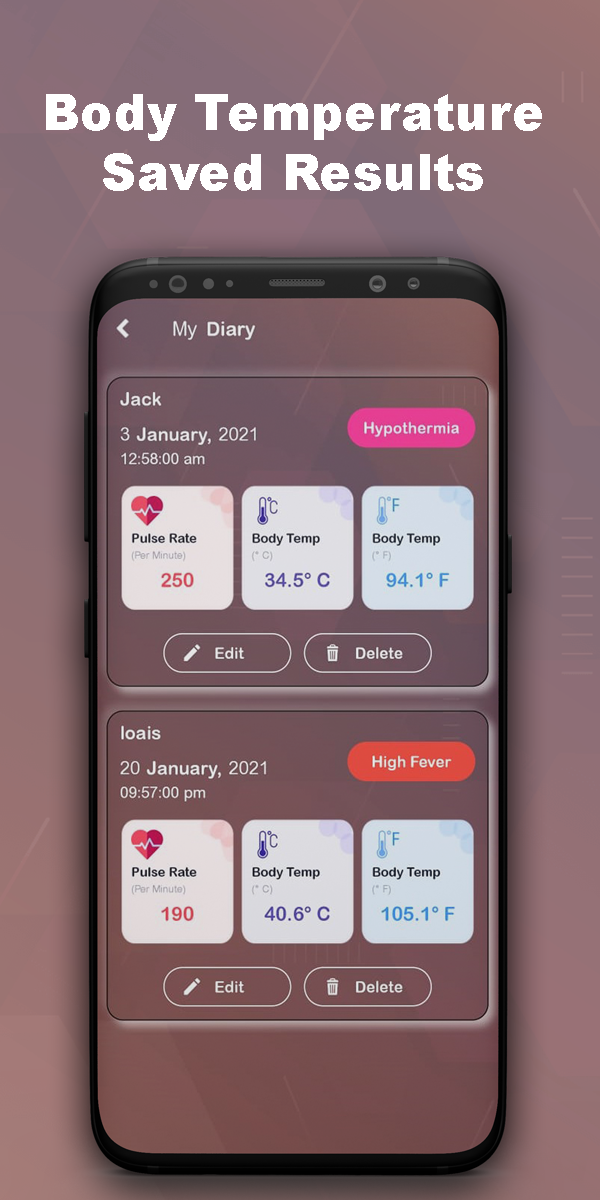 اسکرین شات 6 برنامه Thermometer For Fever Diary