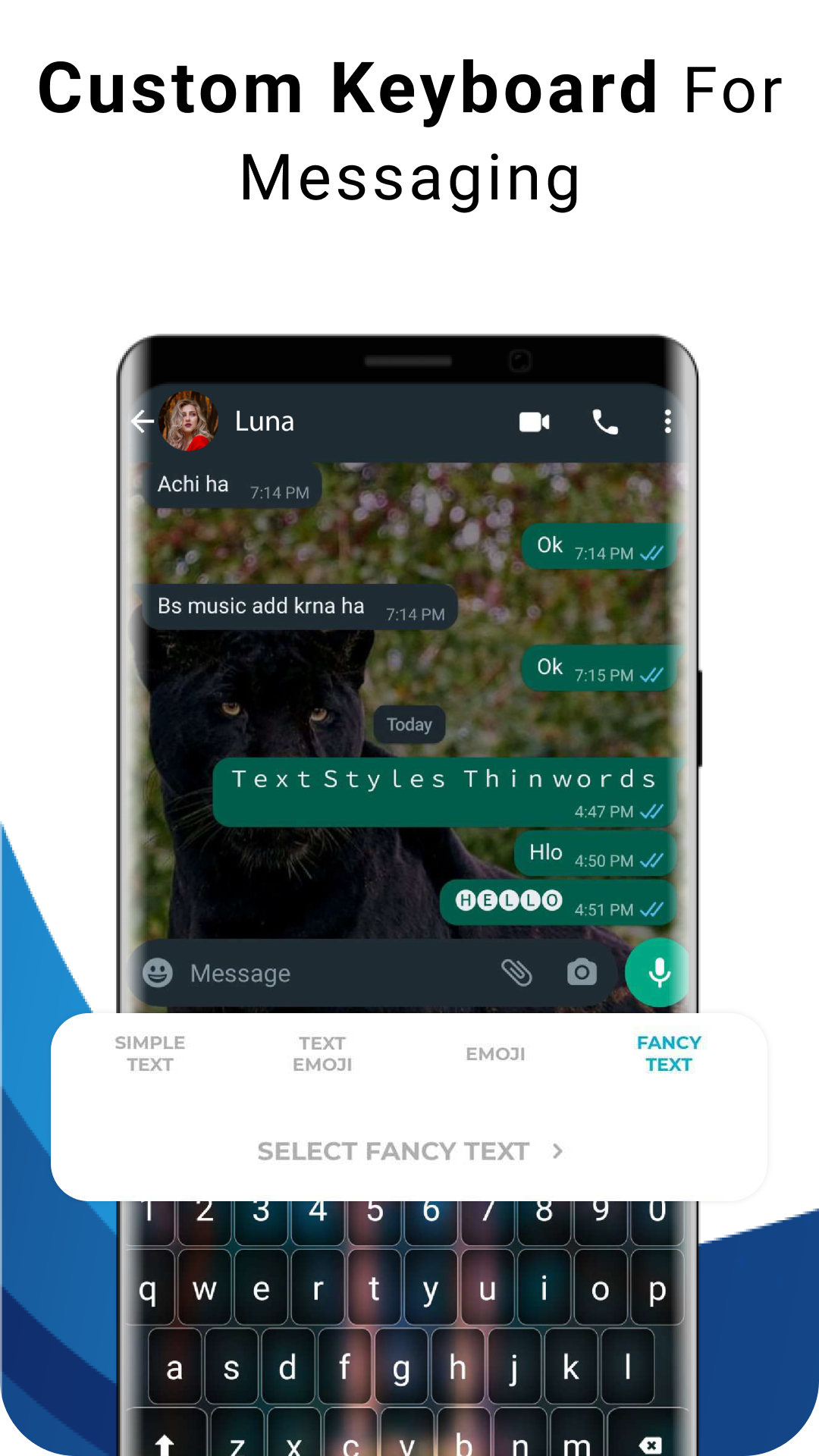 اسکرین شات برنامه Blue Words, Stylish Fonts text 4