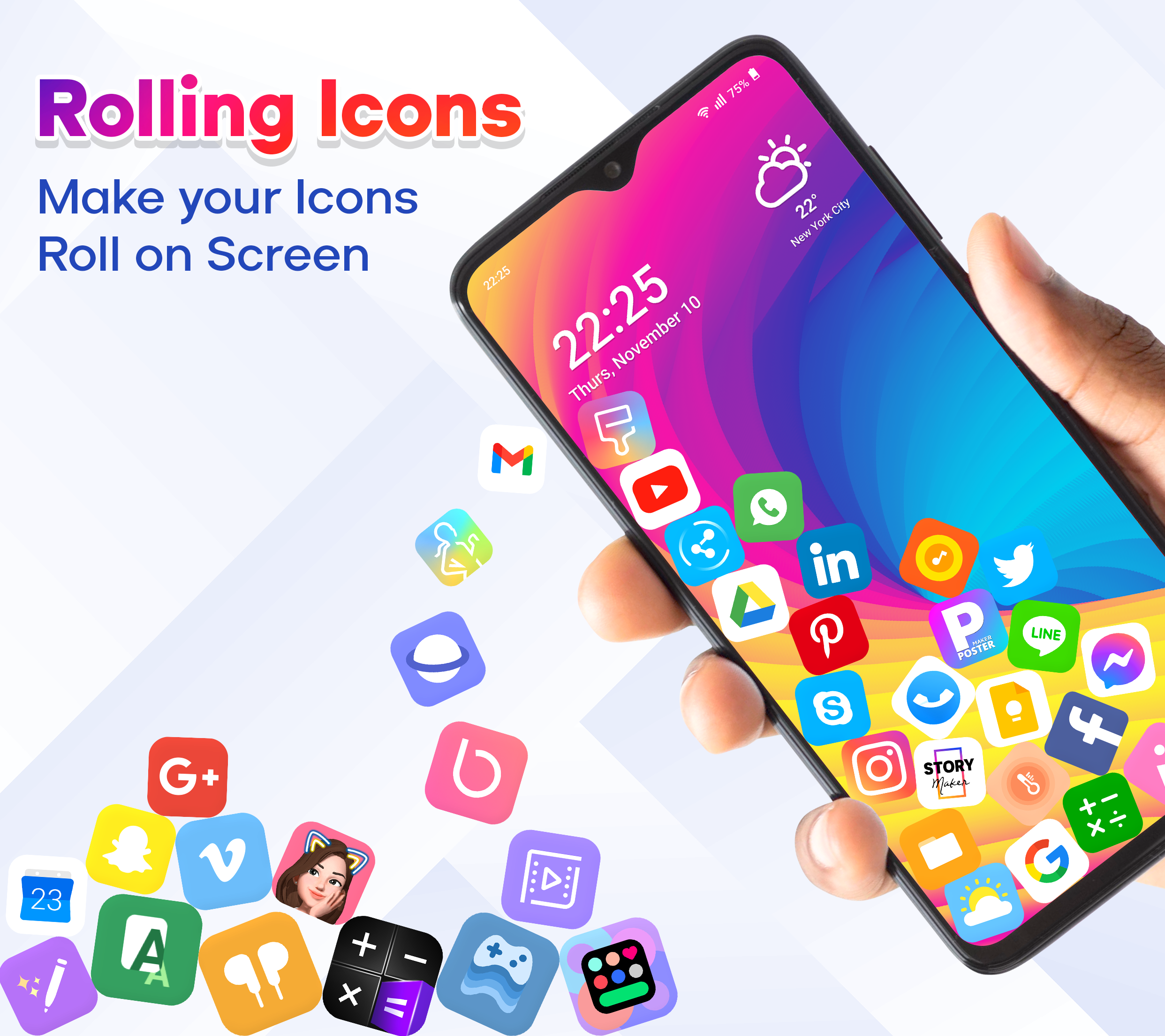 اسکرین شات 1 برنامه Rolling Icon: 3D Wallpaper