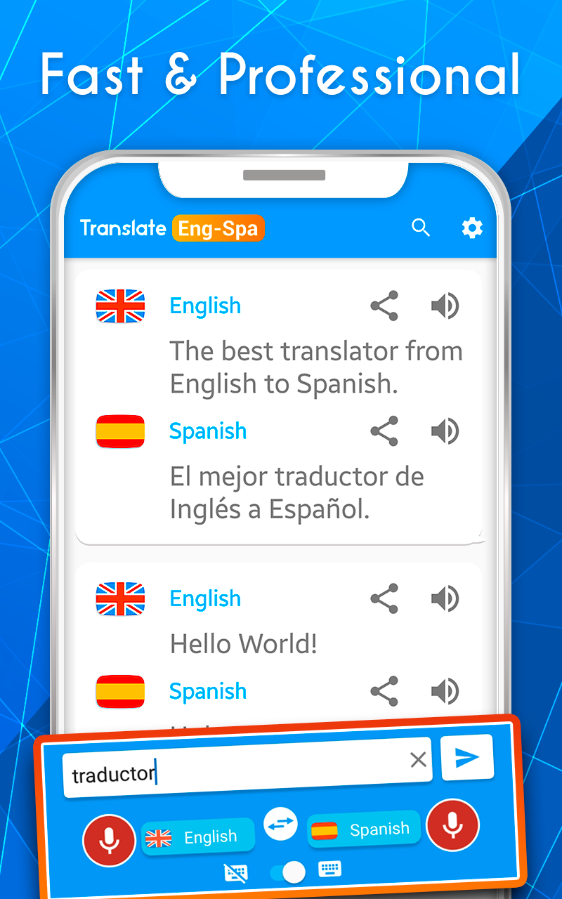 اسکرین شات 2 برنامه English Spanish AI Translator