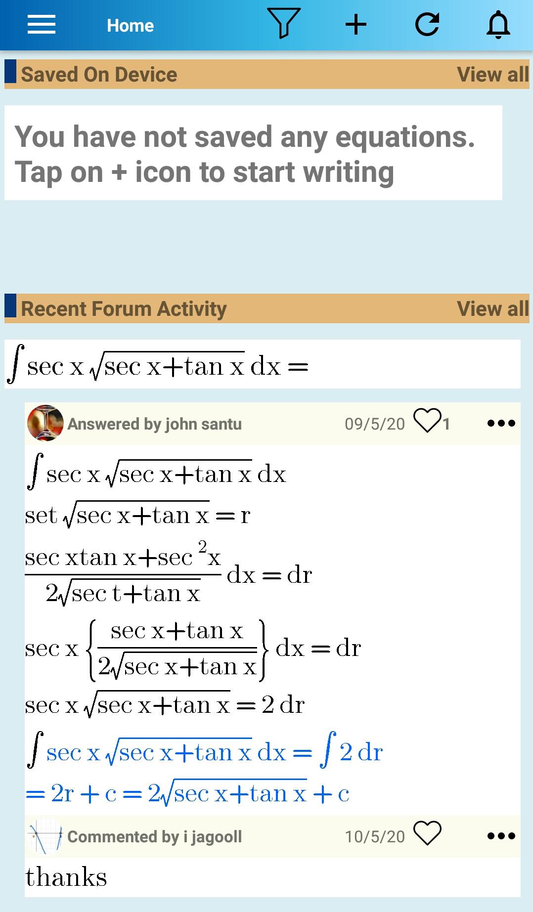اسکرین شات 1 برنامه Equation Editor and Q&A Forum