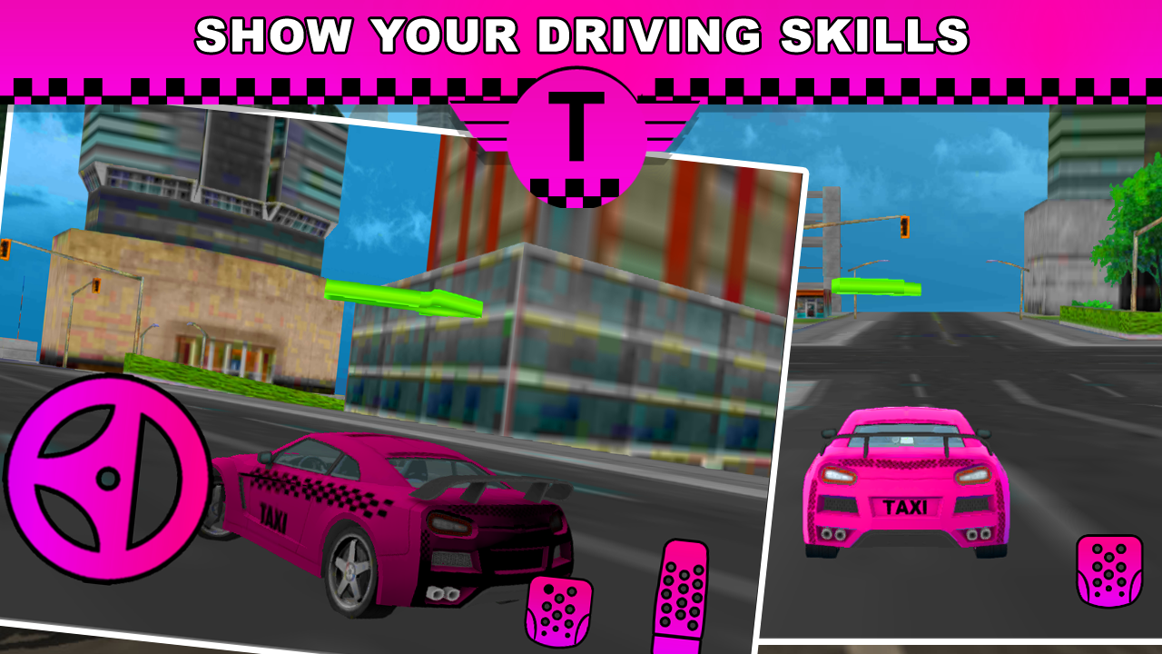 اسکرین شات 2 بازی Pink Lady Crazy Taxi Driver 3D