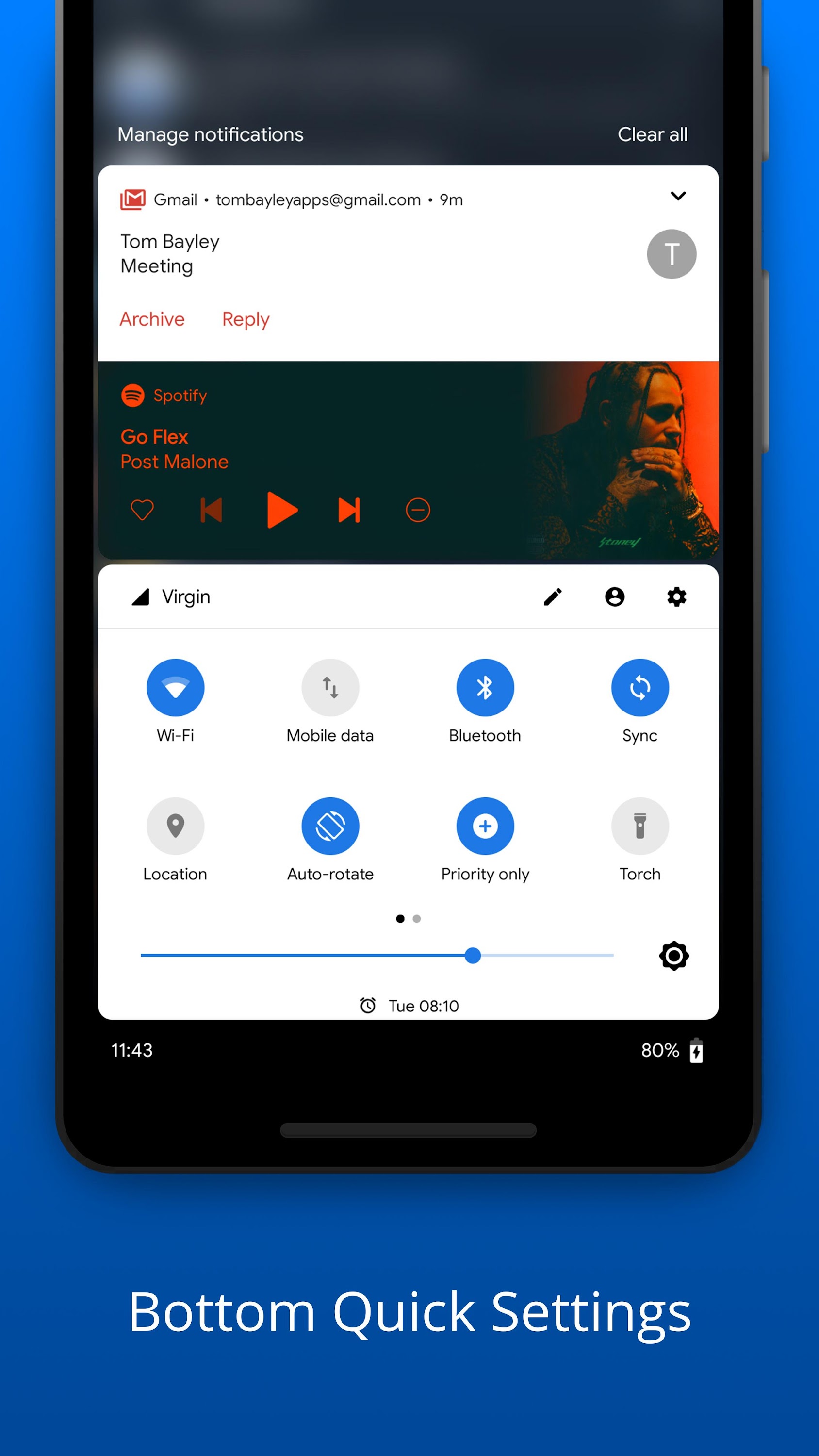 اسکرین شات 1 برنامه Bottom Quick Settings