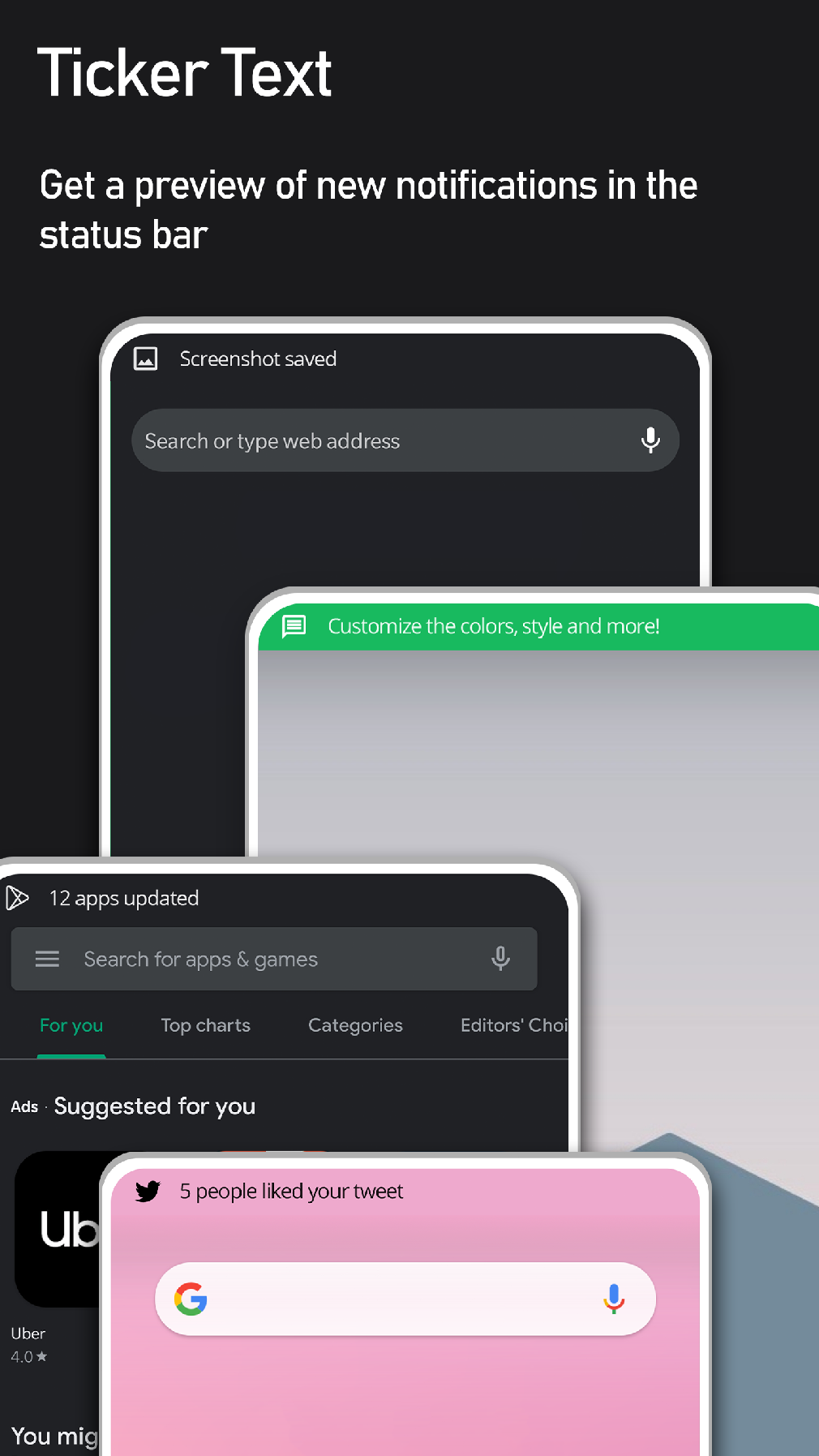 اسکرین شات 3 برنامه Super Status Bar - Customize