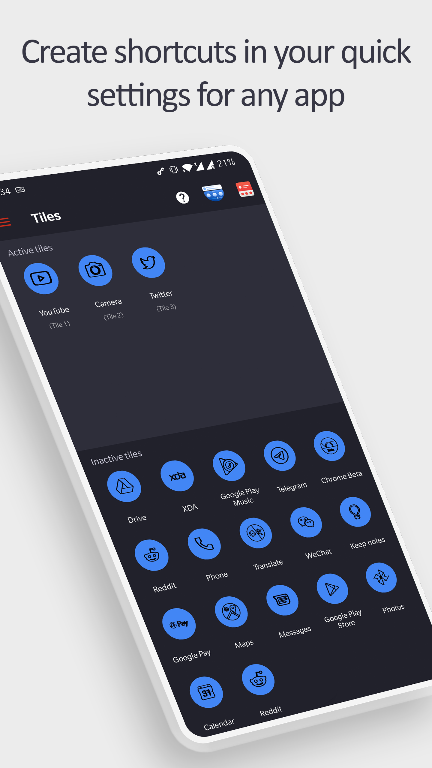 اسکرین شات 3 برنامه Tile Shortcuts: Quick settings