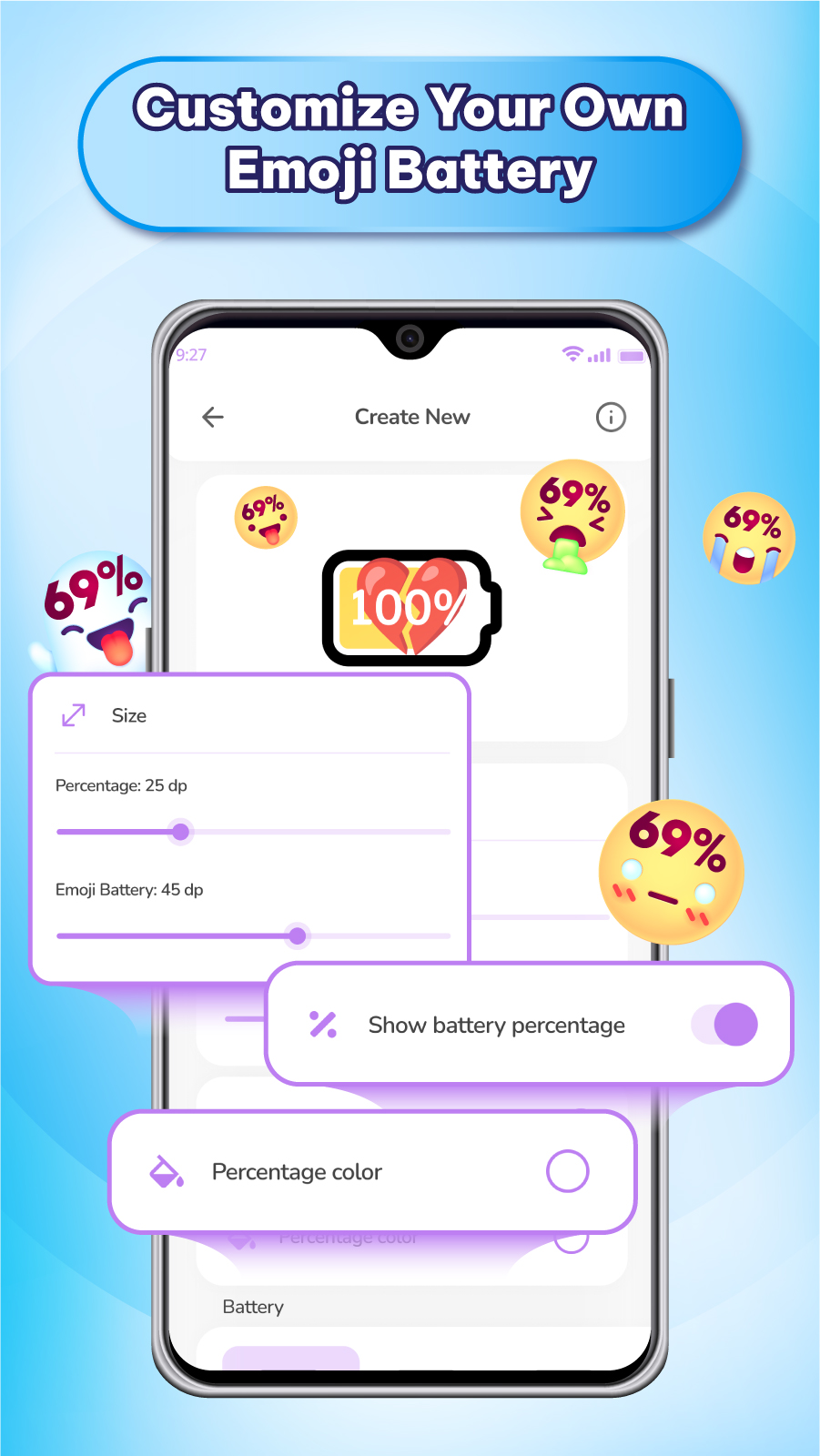 اسکرین شات 4 برنامه Emoji Battery Widget