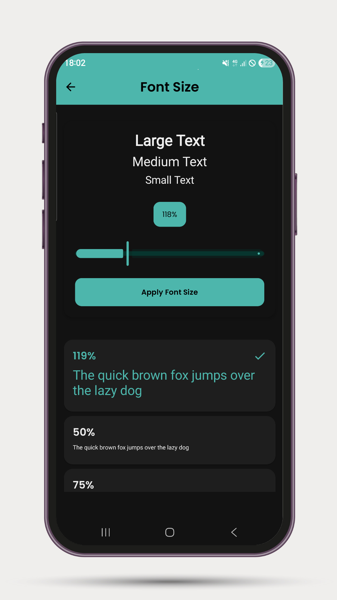 اسکرین شات 1 برنامه Font Resizer: Change Font Size