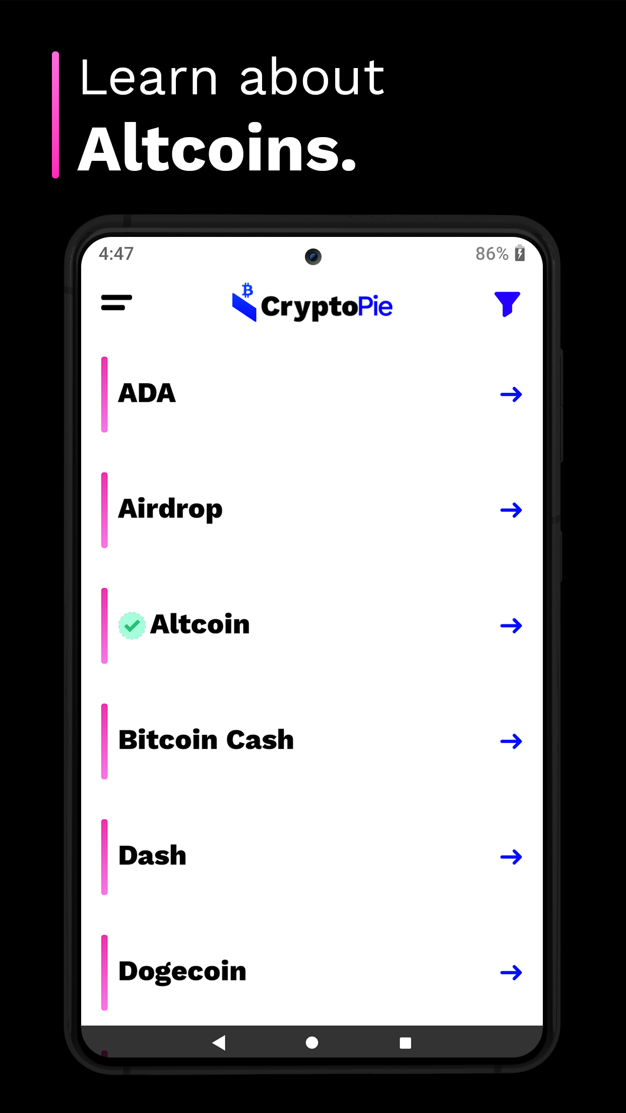 اسکرین شات 4 برنامه Crypto Pie: Learn Crypto & BTC