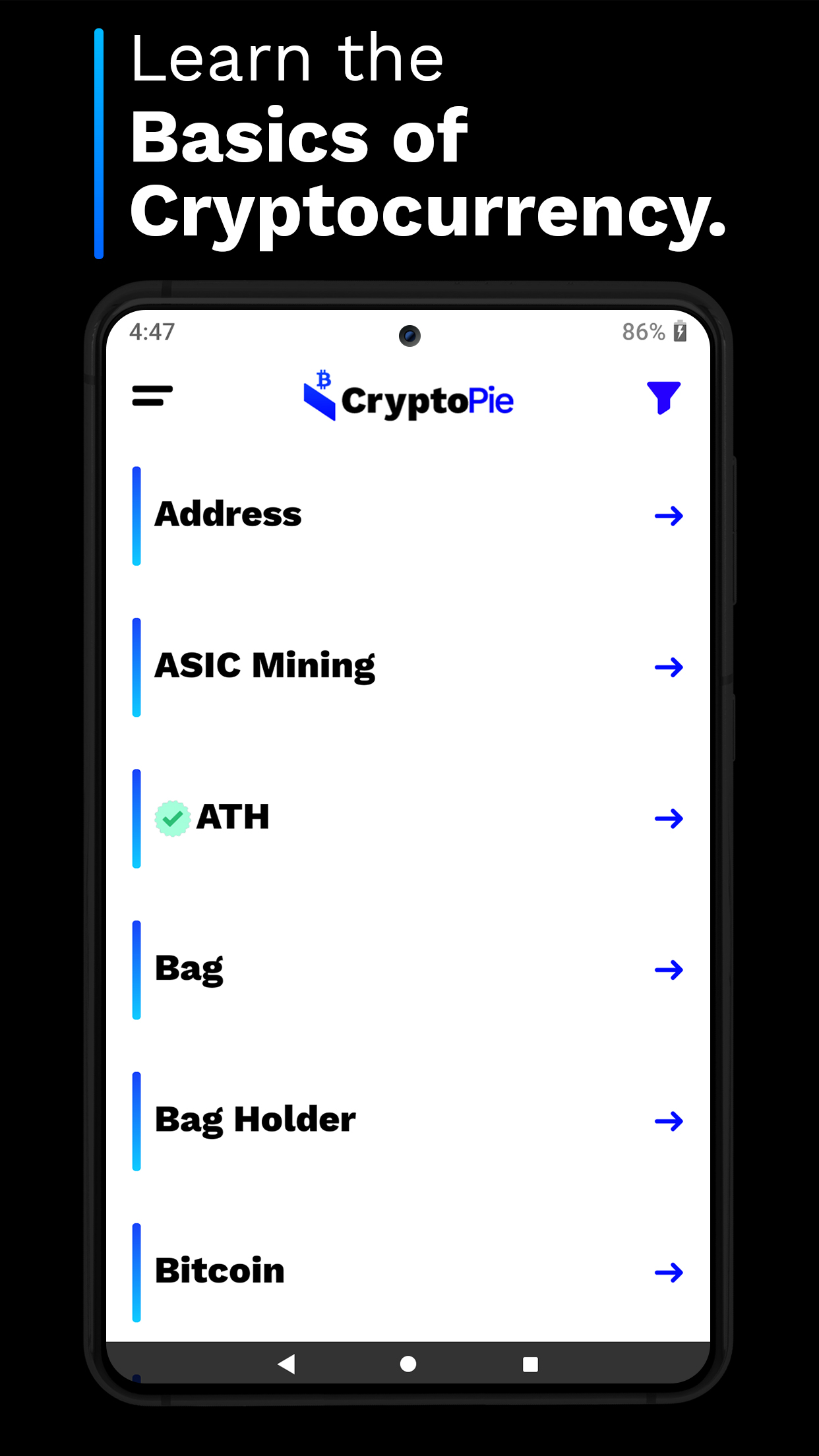 اسکرین شات 2 برنامه Crypto Pie: Learn Crypto & BTC