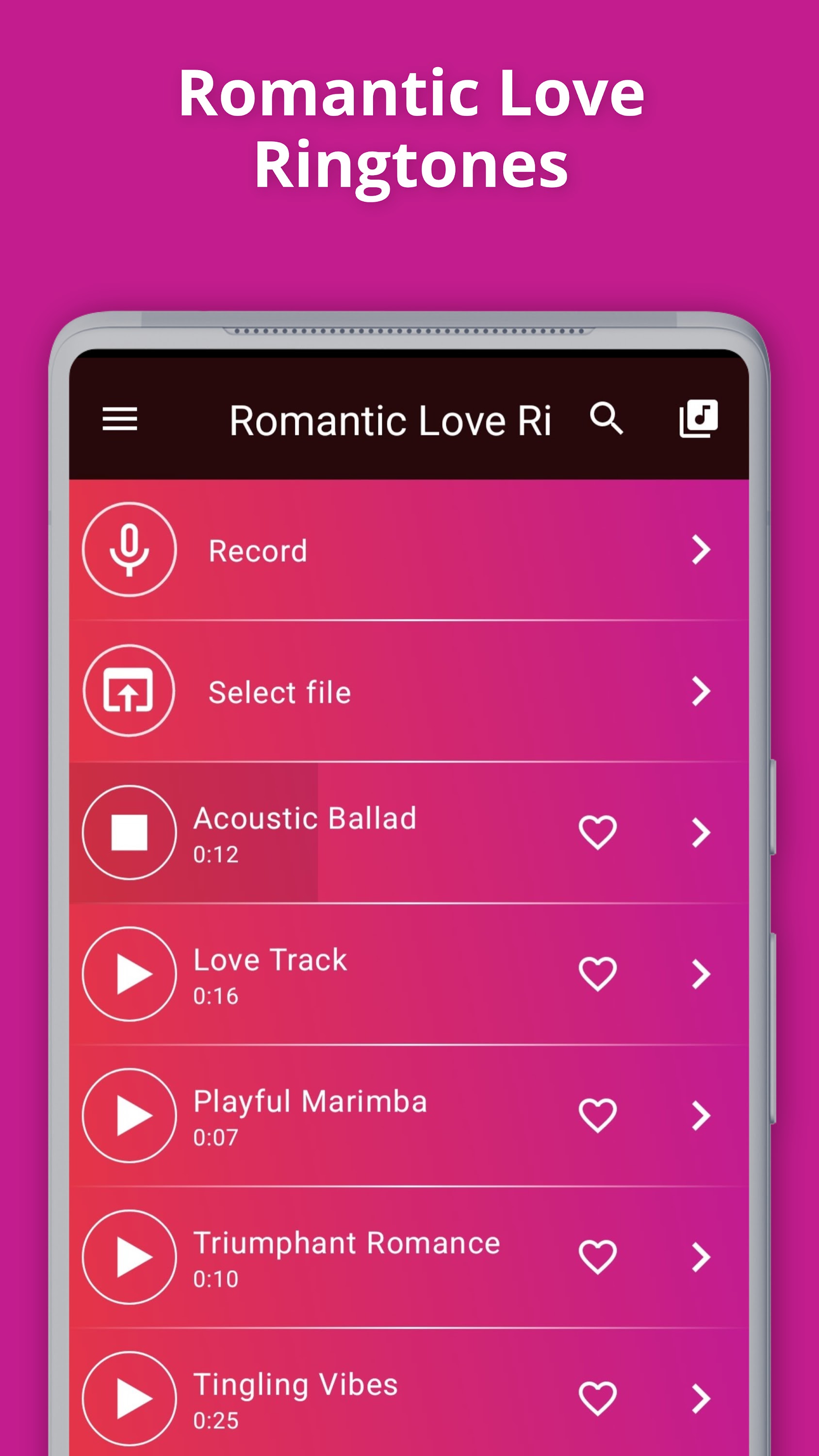 اسکرین شات 1 برنامه Romantic Love Ringtones