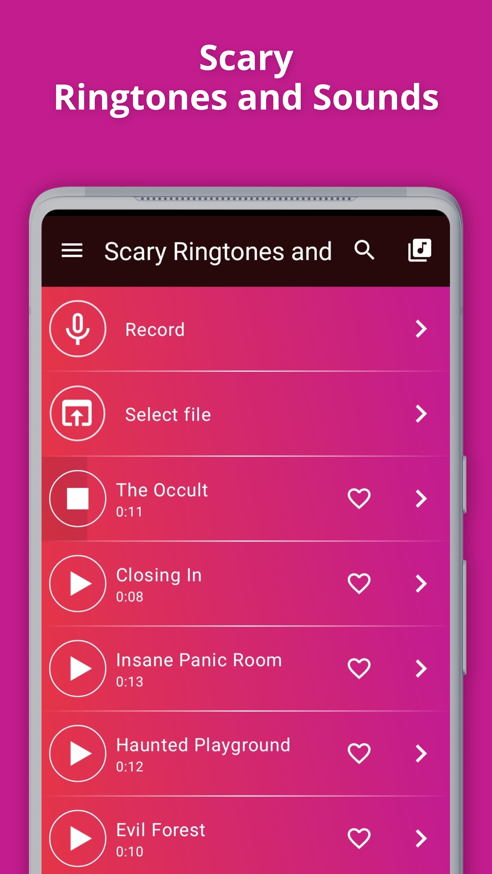 اسکرین شات 1 برنامه Scary Ringtones and Sounds