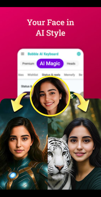 اسکرین شات 1 برنامه Bobble AI Keyboard Memes, Gifs