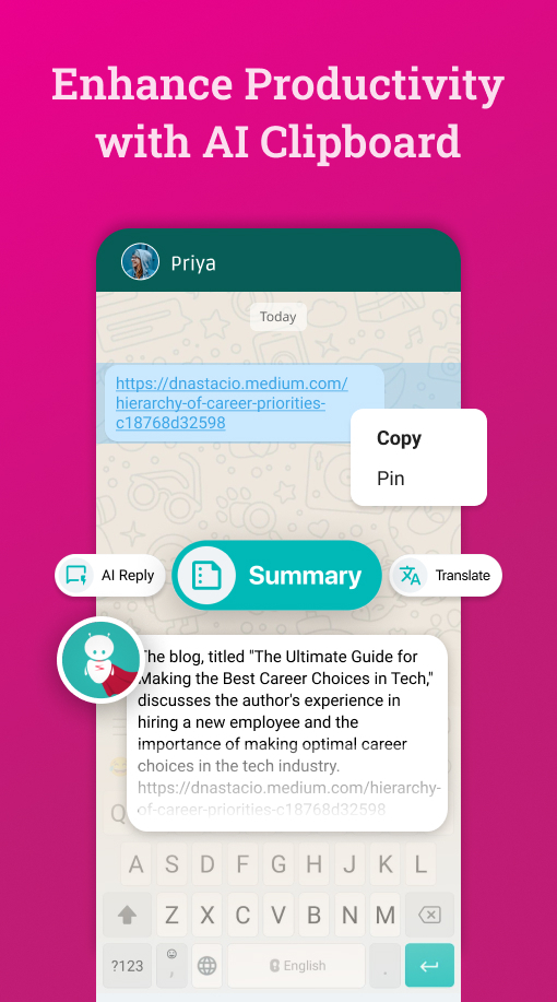 اسکرین شات 1 برنامه Bobble AI Keyboard