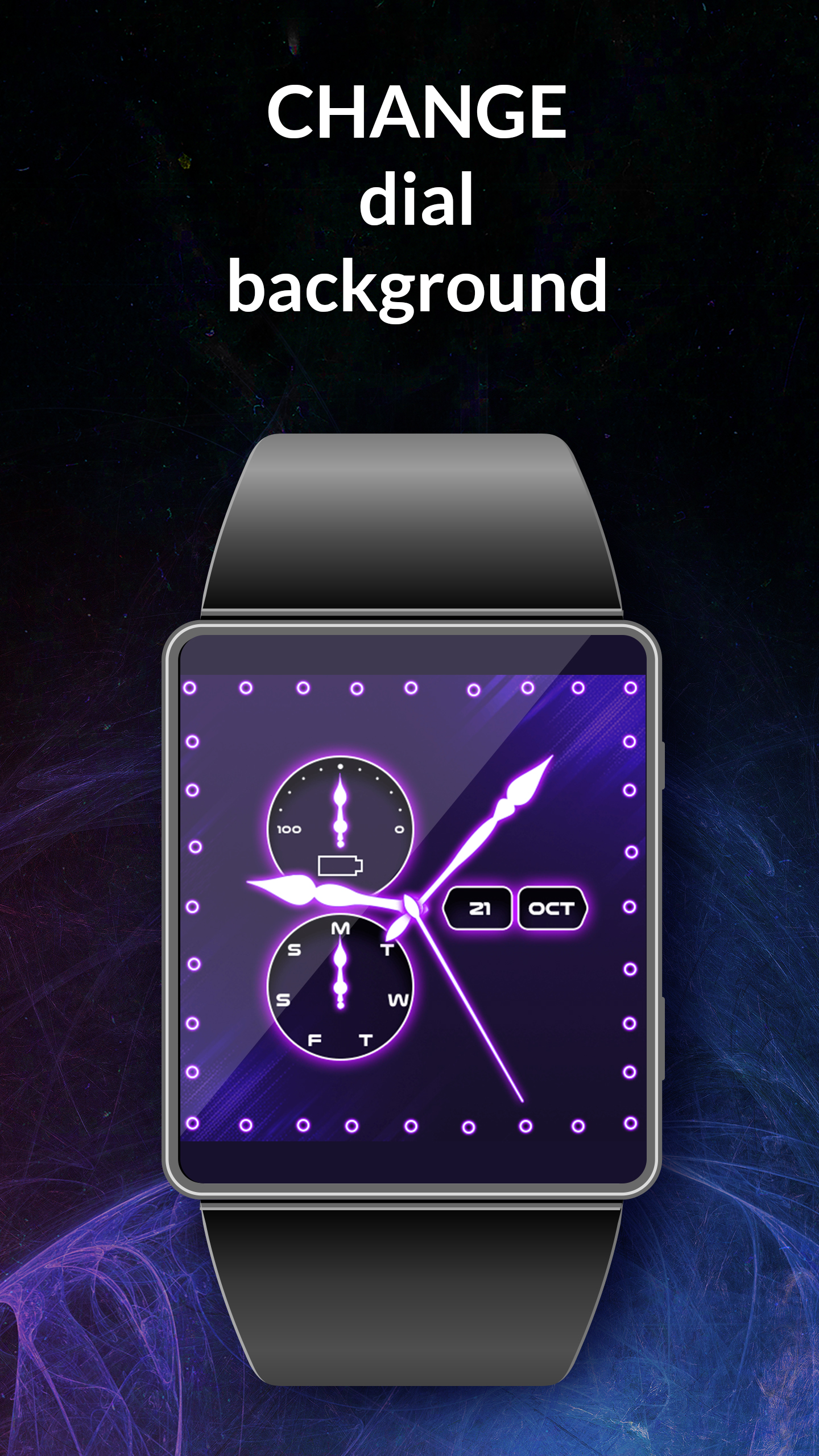 اسکرین شات 3 برنامه Neon Blue Watch Face
