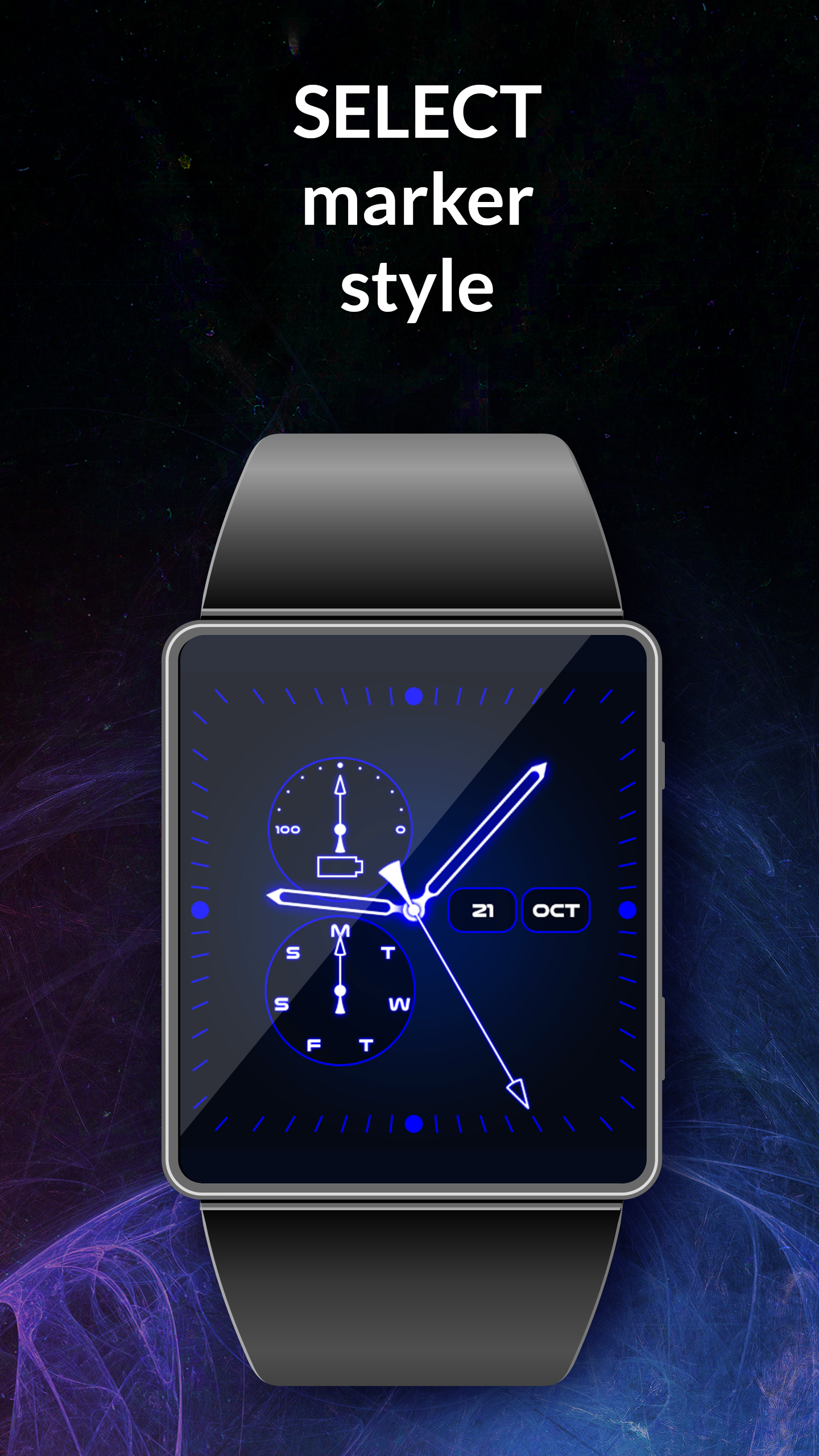 اسکرین شات 5 برنامه Neon Blue Watch Face