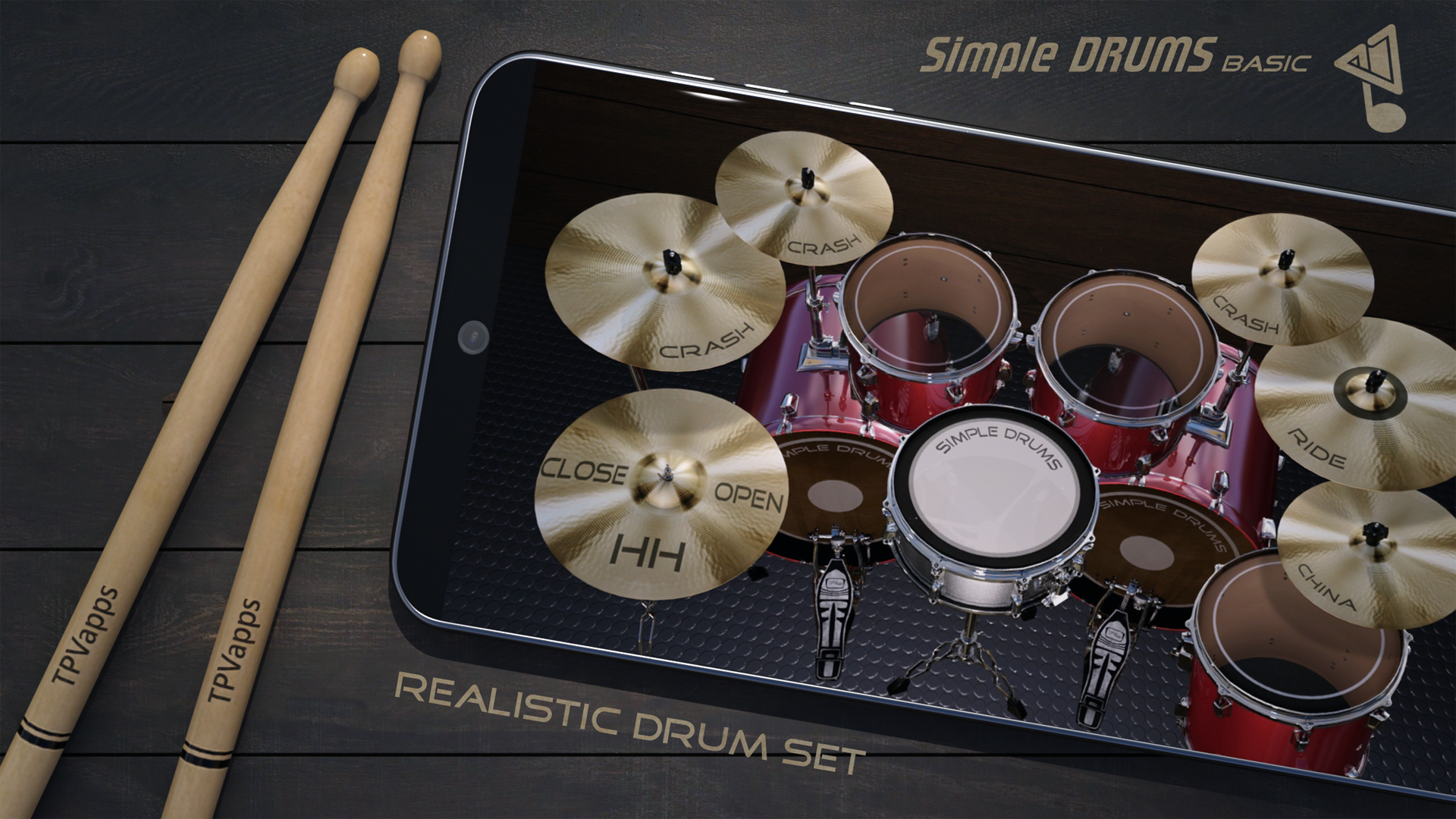 اسکرین شات 1 برنامه Simple Drums Basic - 3D Drums