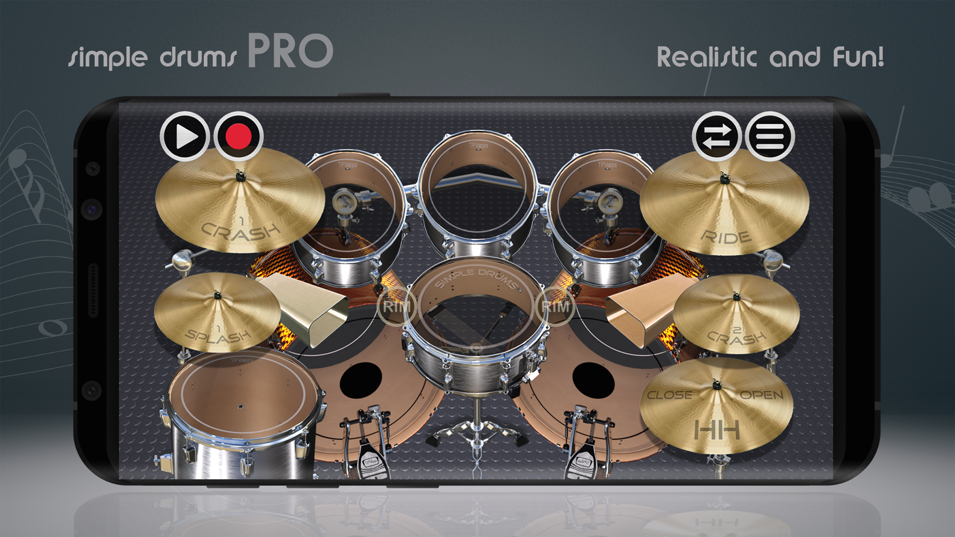 اسکرین شات 6 برنامه Simple Drums Pro: Virtual Drum