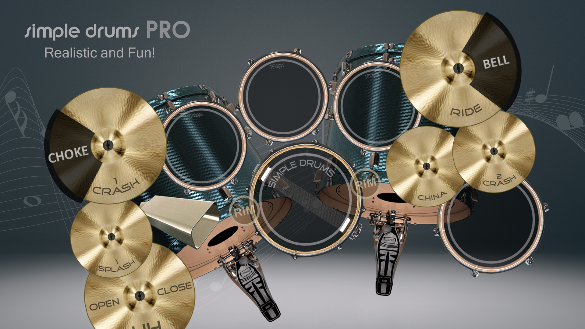 اسکرین شات 1 برنامه Simple Drums Pro: Virtual Drum