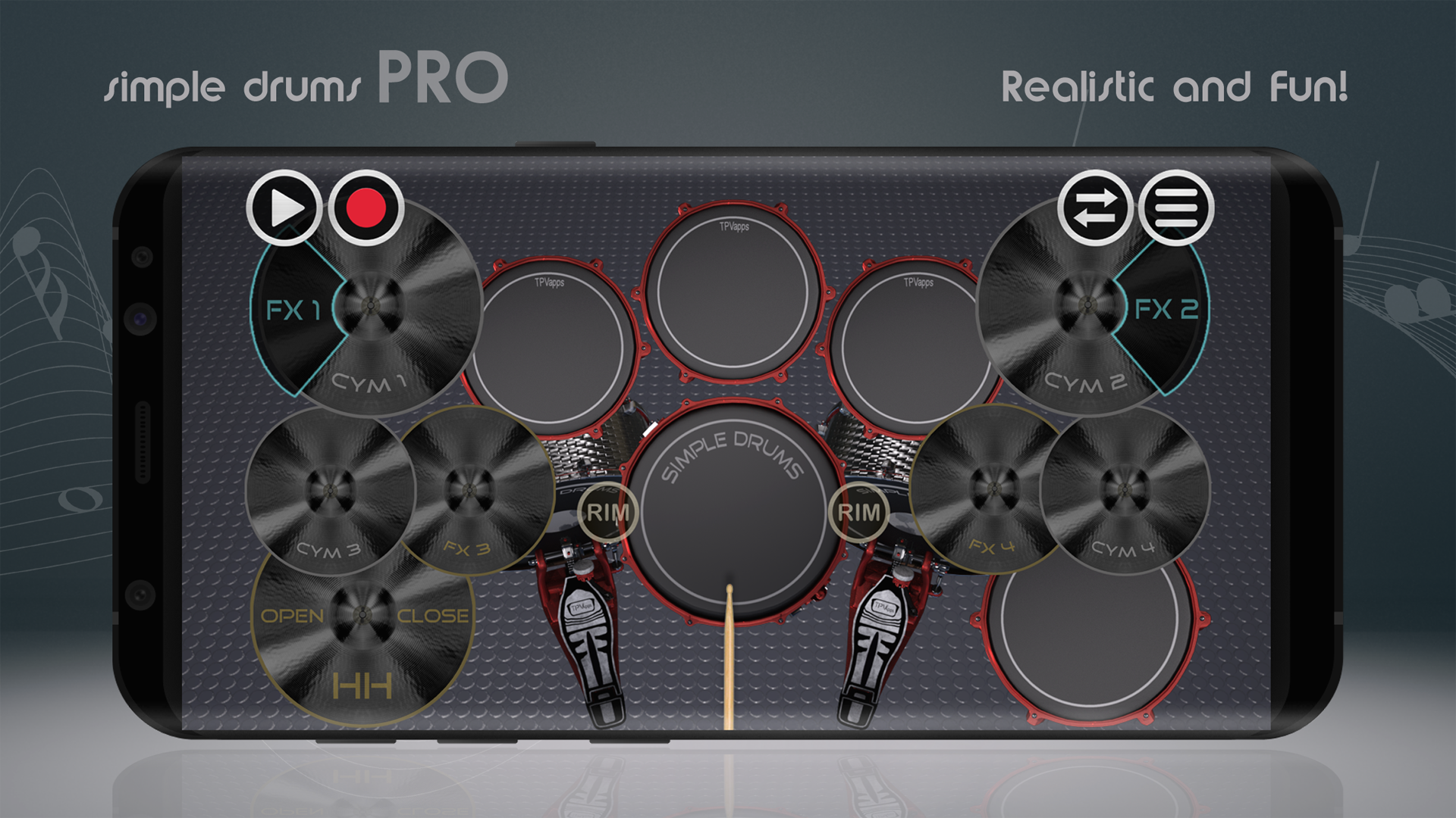اسکرین شات 7 برنامه Simple Drums Pro: Virtual Drum