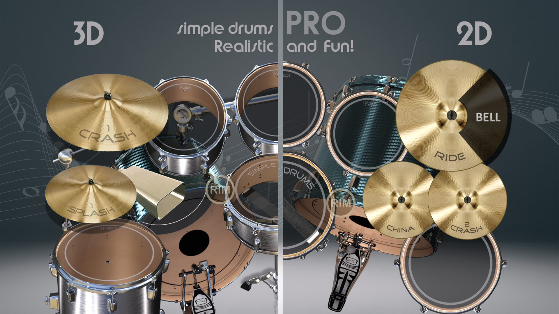 اسکرین شات 3 برنامه Simple Drums Pro: Virtual Drum
