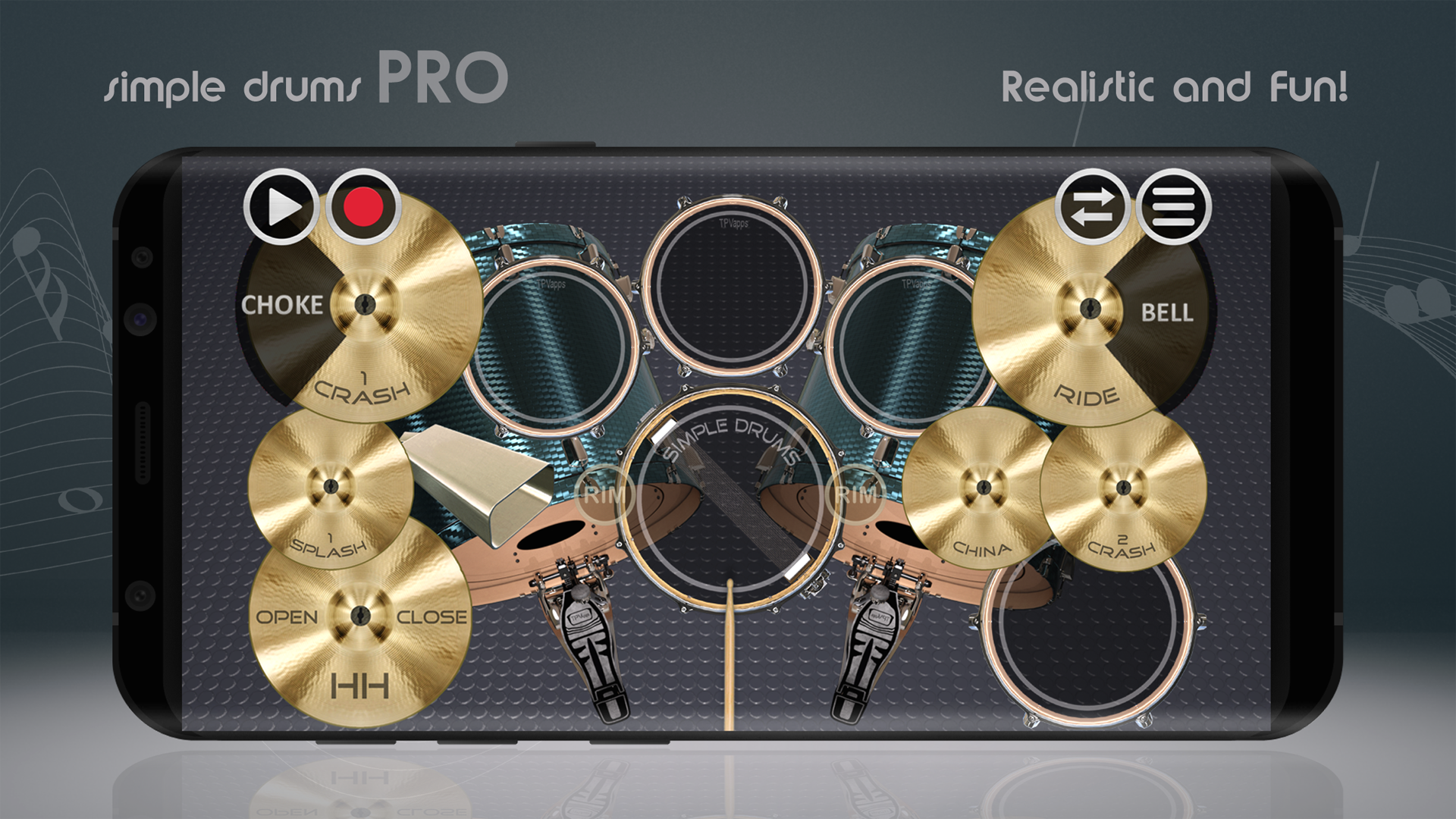 اسکرین شات 5 برنامه Simple Drums Pro: Virtual Drum