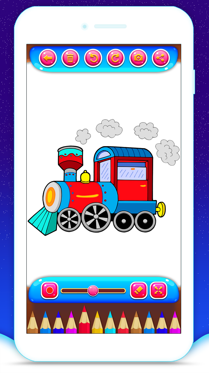 اسکرین شات 3 برنامه Train Coloring Book Game