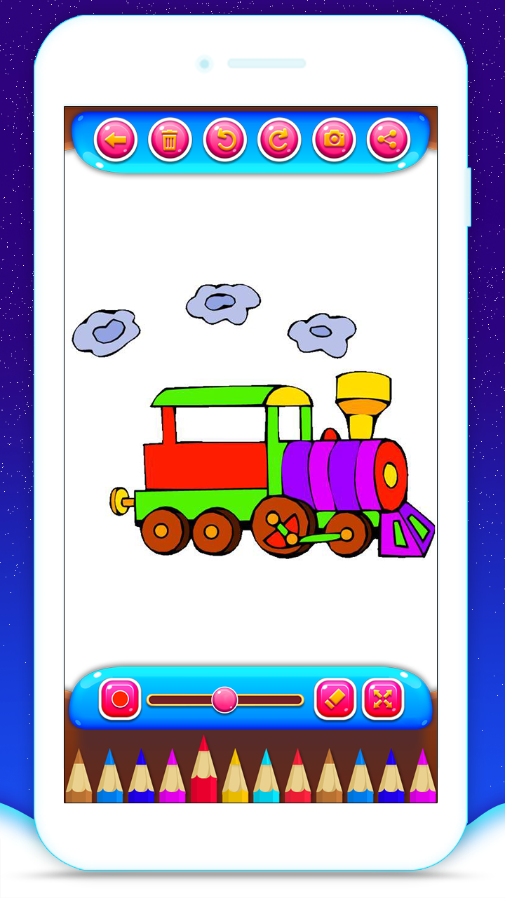 اسکرین شات 4 برنامه Train Coloring Book Game