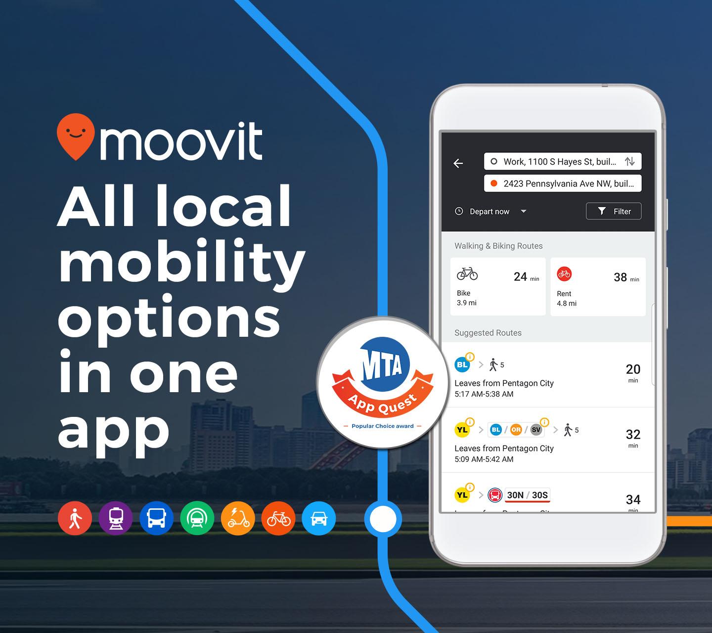 اسکرین شات 1 برنامه Moovit: Transit & Bus Tracker