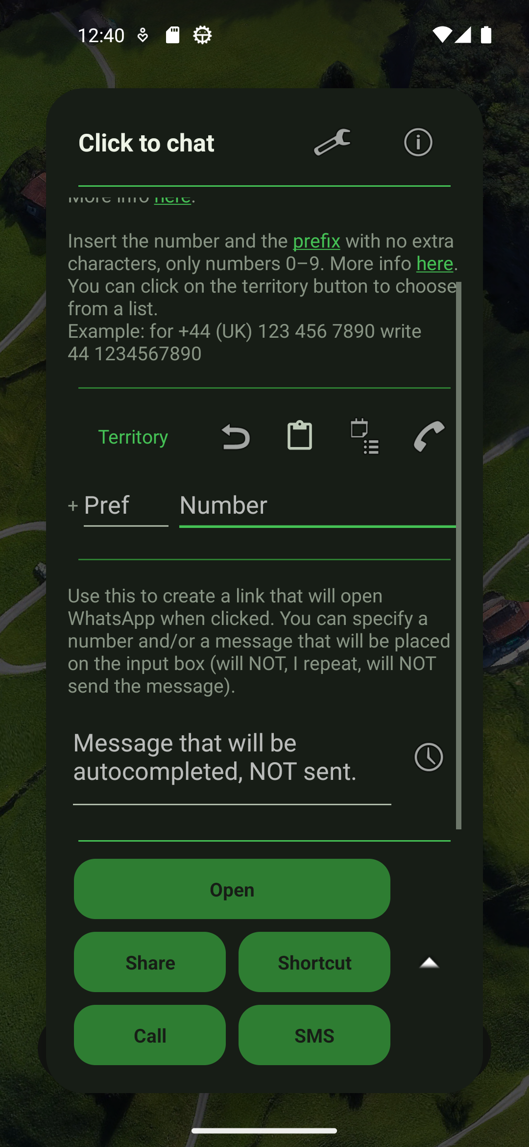 اسکرین شات 2 برنامه Click to chat