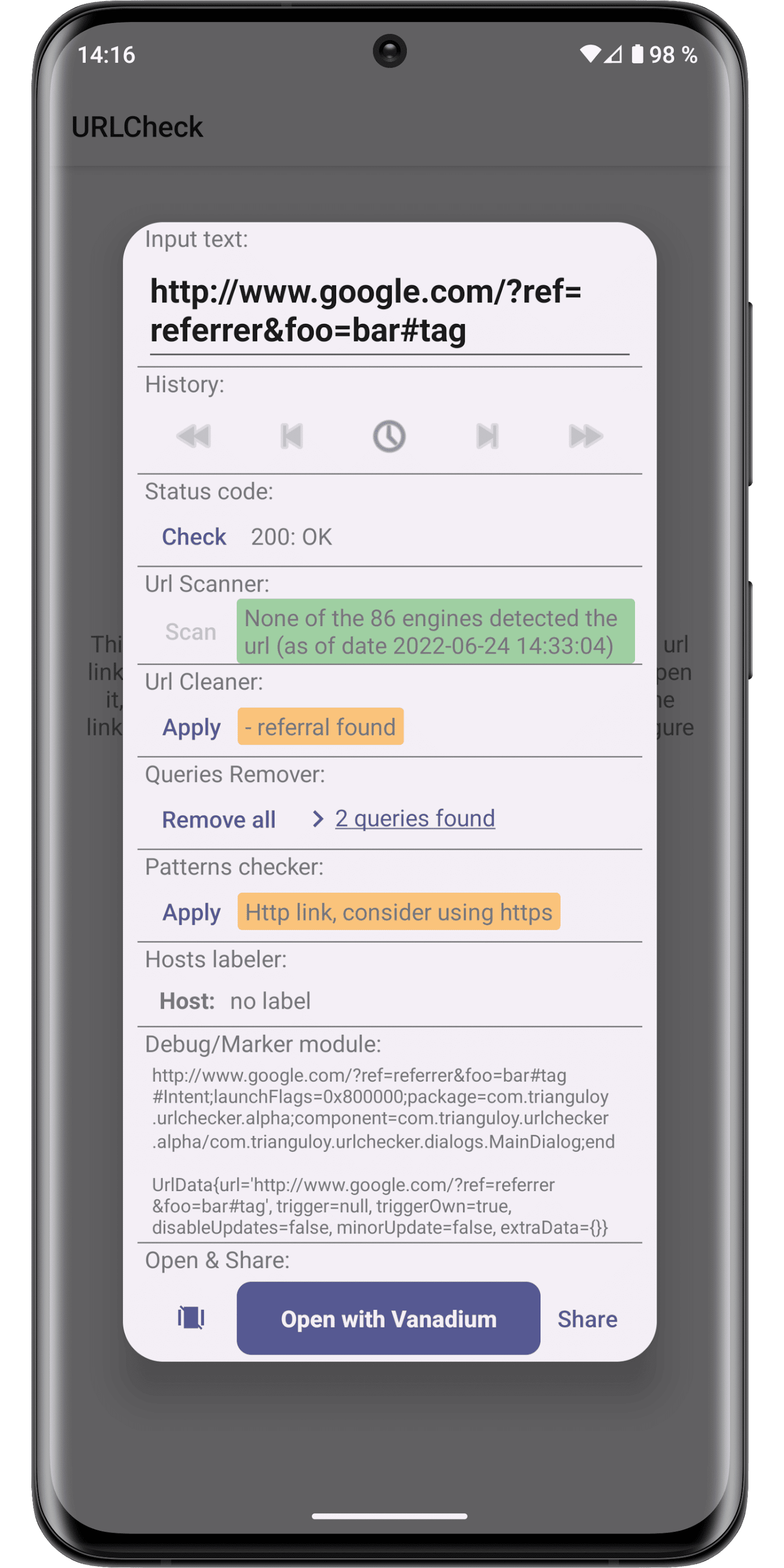 اسکرین شات 2 برنامه URLCheck
