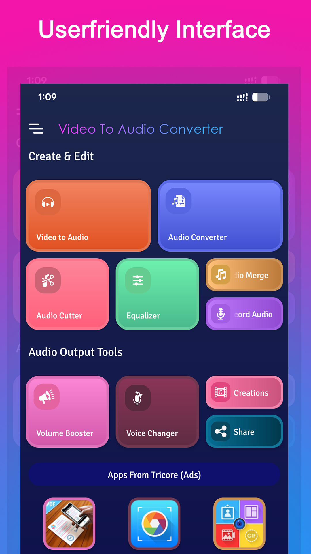 اسکرین شات 1 برنامه Video to Audio Mp3 Converter