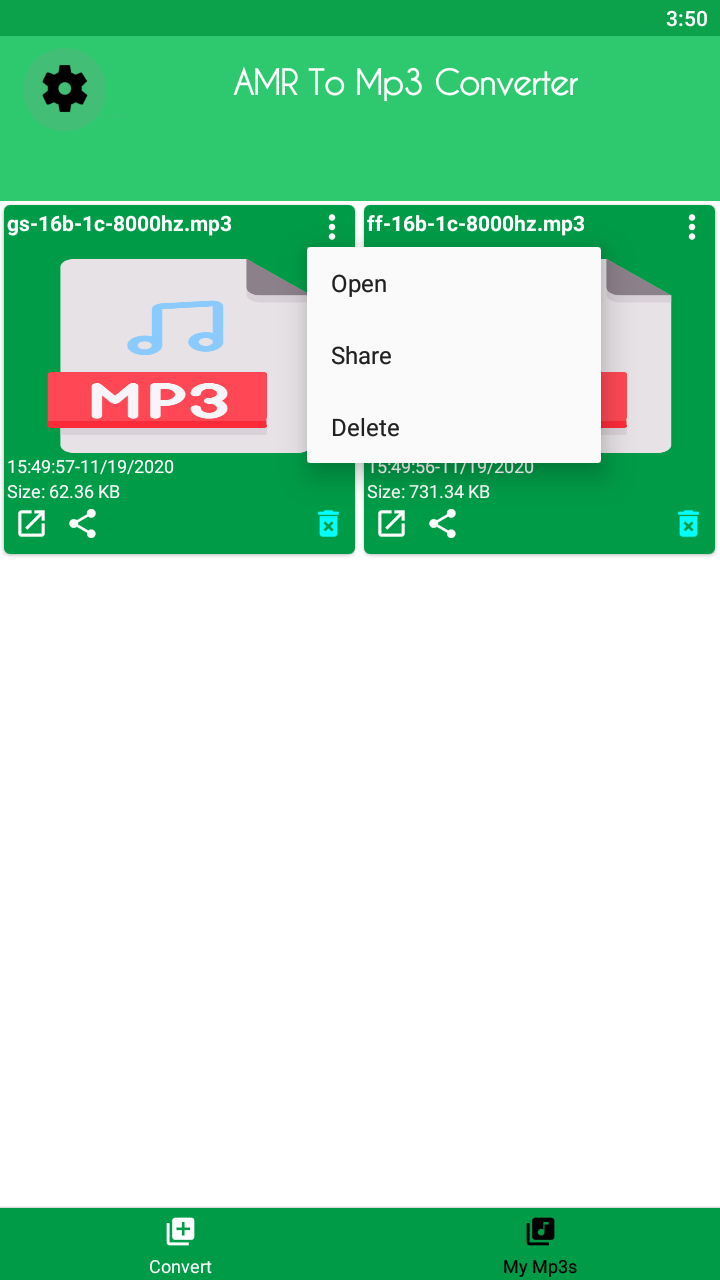 اسکرین شات 3 برنامه AMR to MP3 Converter