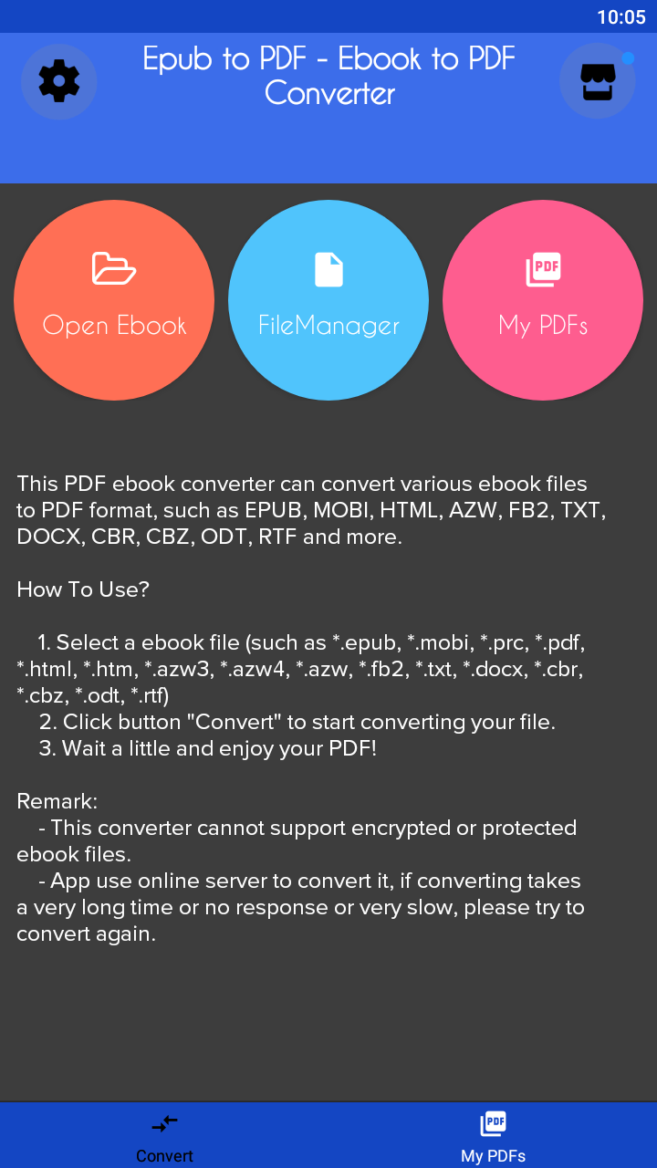 اسکرین شات 1 برنامه Ebook Converter - Epub to pdf