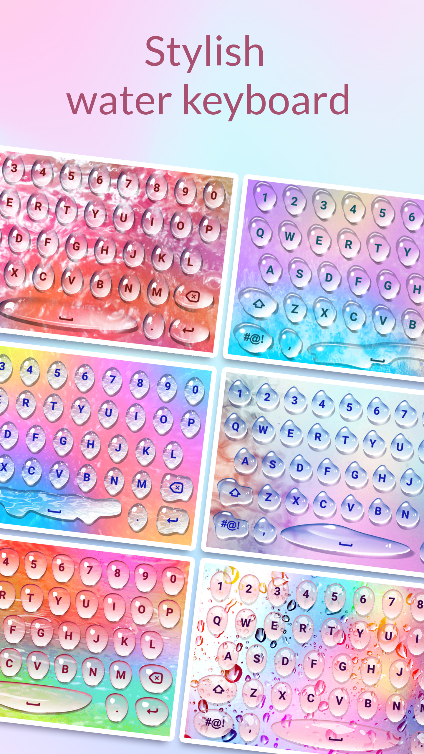 اسکرین شات 1 برنامه Color Rain Water Keyboard Live