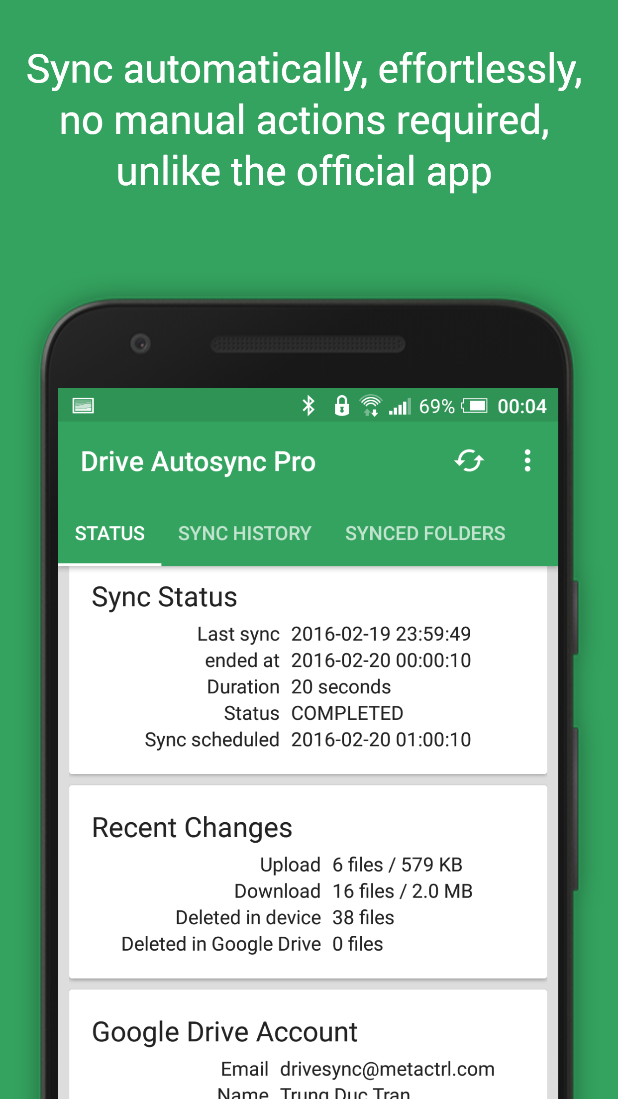اسکرین شات 2 برنامه Autosync for Google Drive
