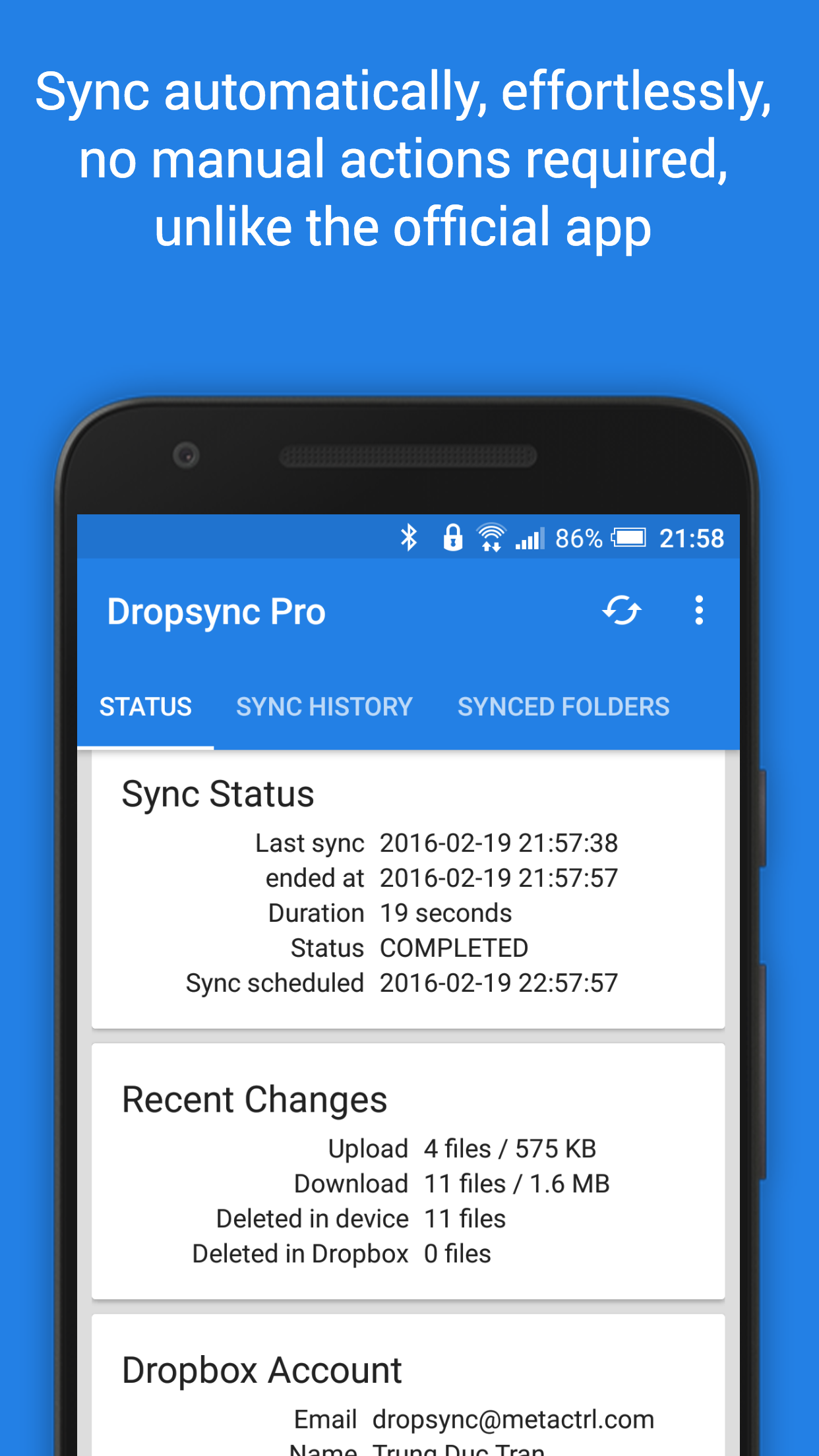 اسکرین شات 2 برنامه Dropsync: Autosync for Dropbox