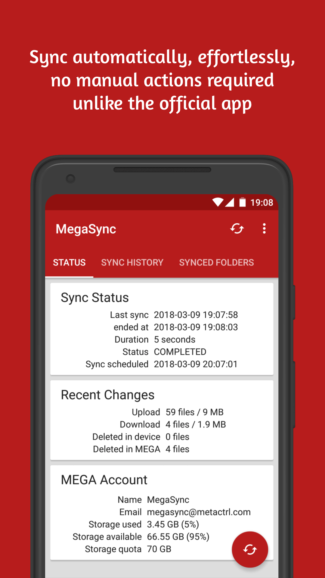 اسکرین شات 2 برنامه Autosync for MEGA - MegaSync