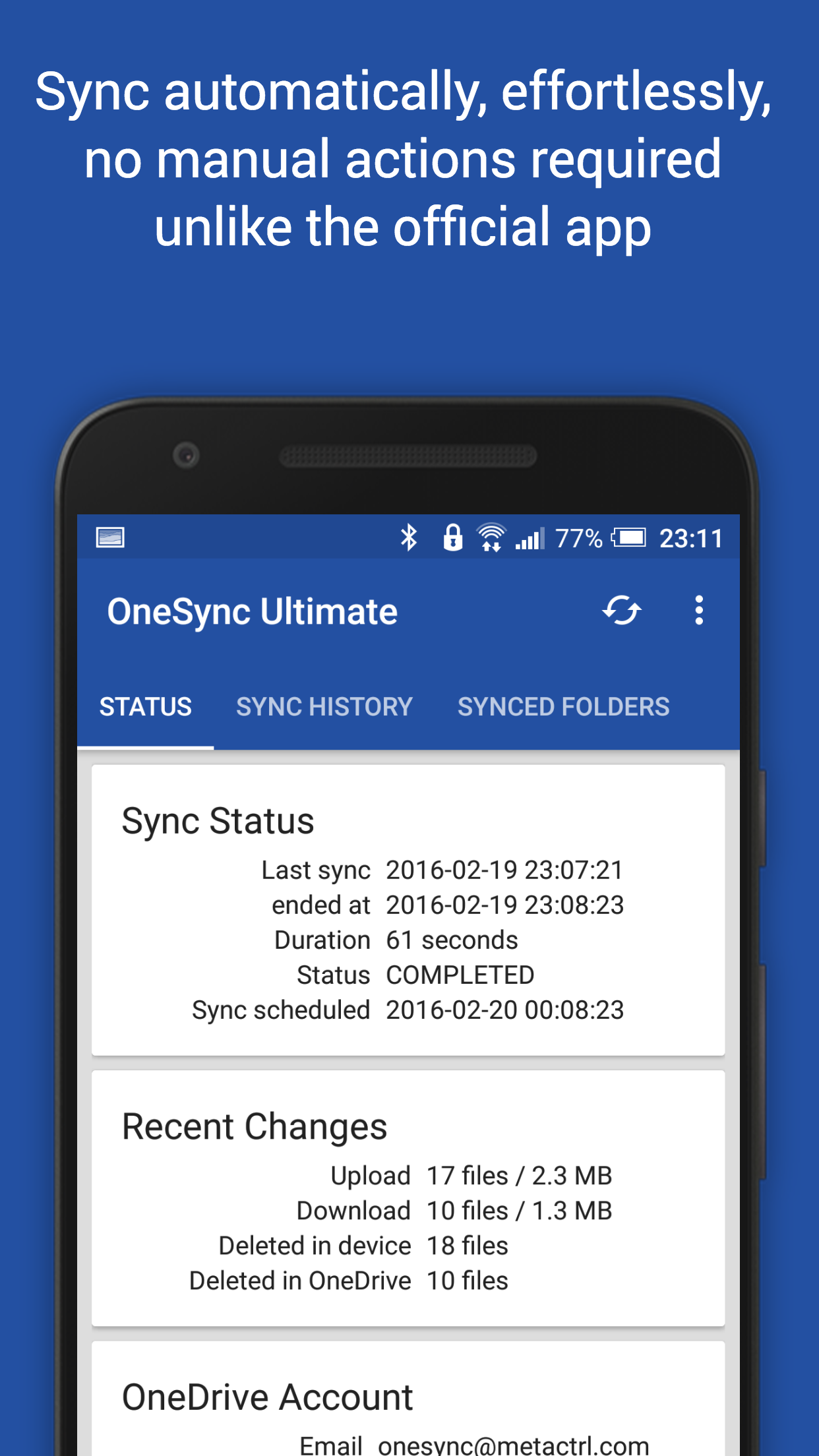 اسکرین شات 2 برنامه OneSync: Autosync for OneDrive