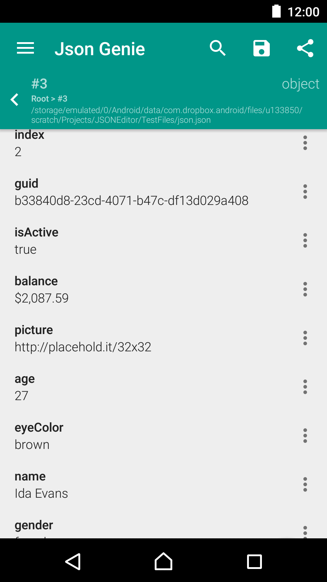 اسکرین شات 3 برنامه Json Genie (Viewer & Editor)