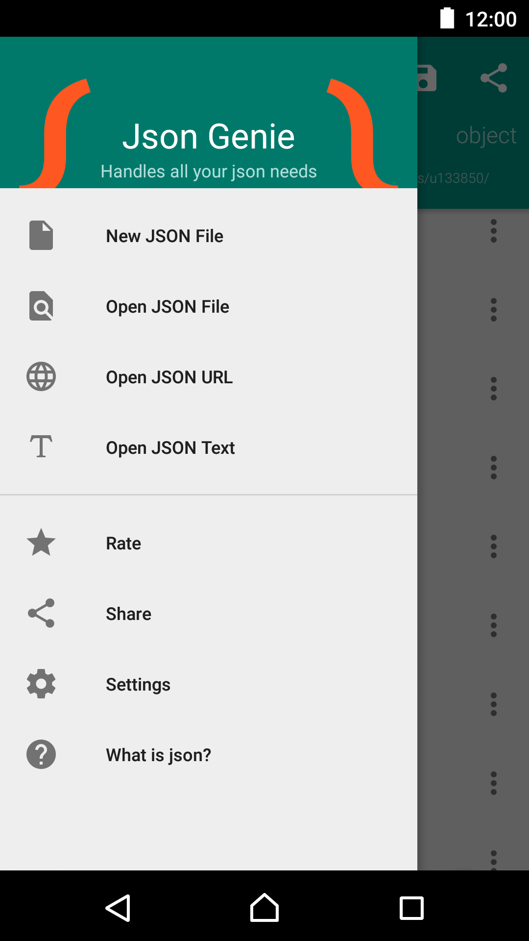 اسکرین شات 1 برنامه Json Genie (Viewer & Editor)