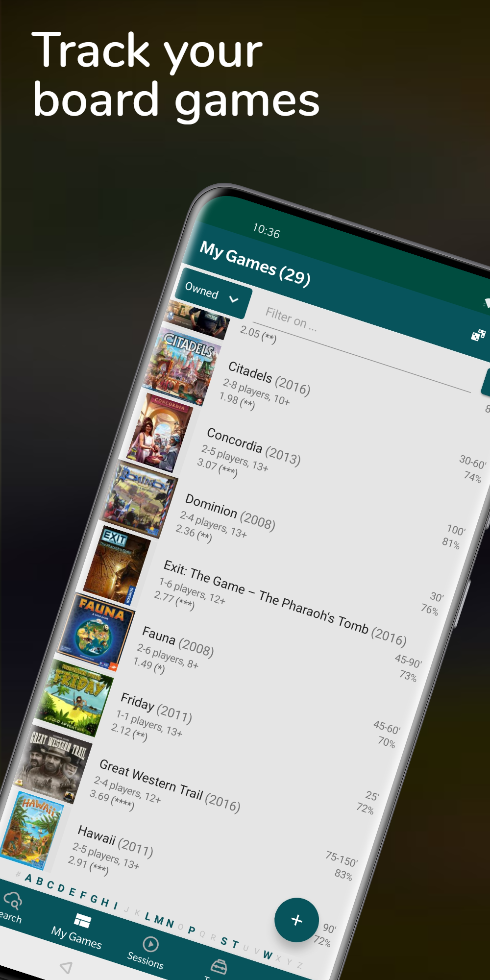 اسکرین شات 1 برنامه My Board Game Collection