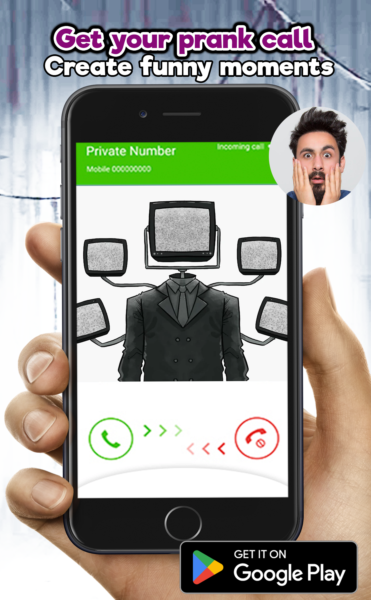 اسکرین شات 3 برنامه Monster titan tv man fake Call